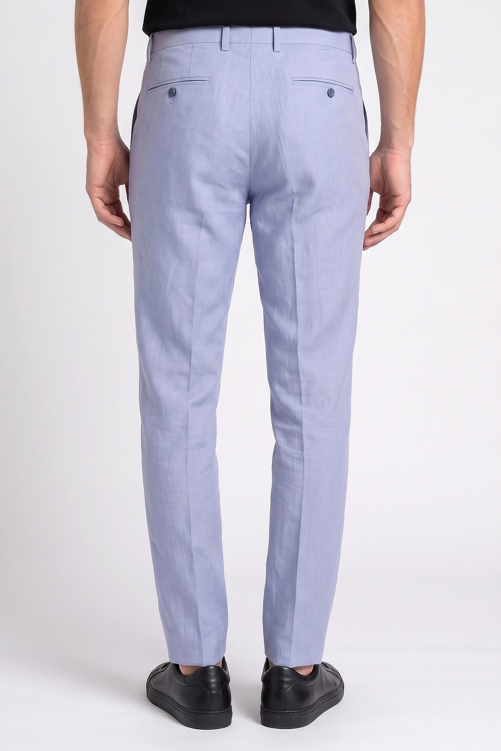 Men Slim Fit Solid Dress Pants, Slate Blue