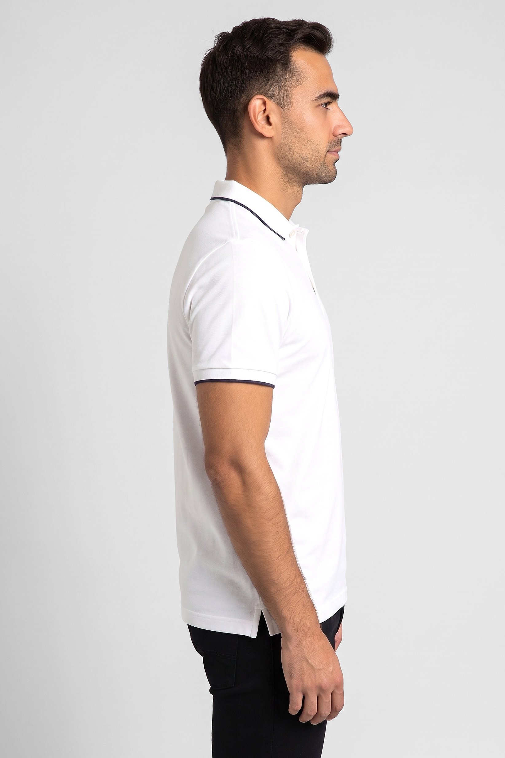 Men Regular Fit Short Sleeve Plain Polo Shirt, Off White