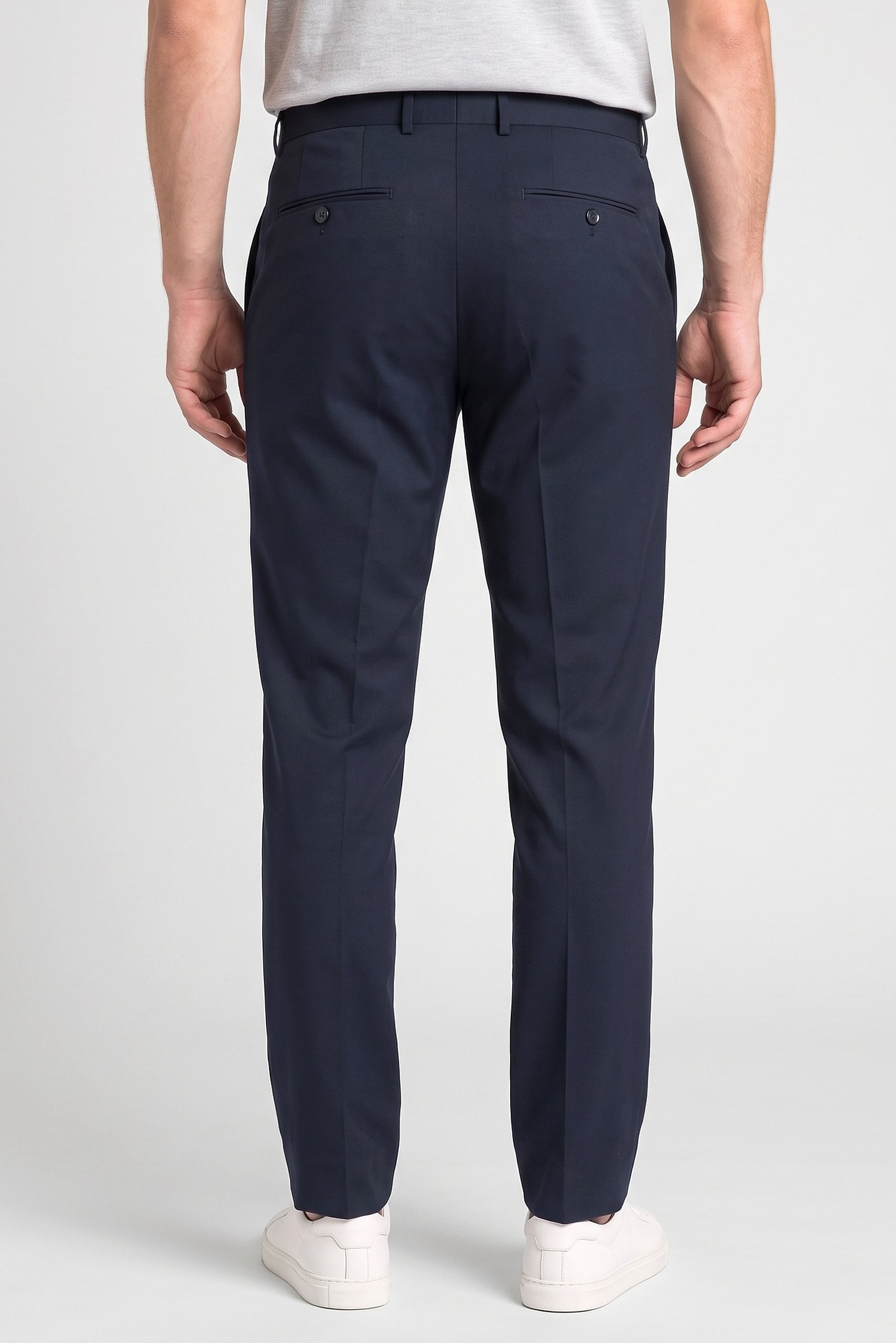 Men Regular Fit Solid Chino Pants, Navy
