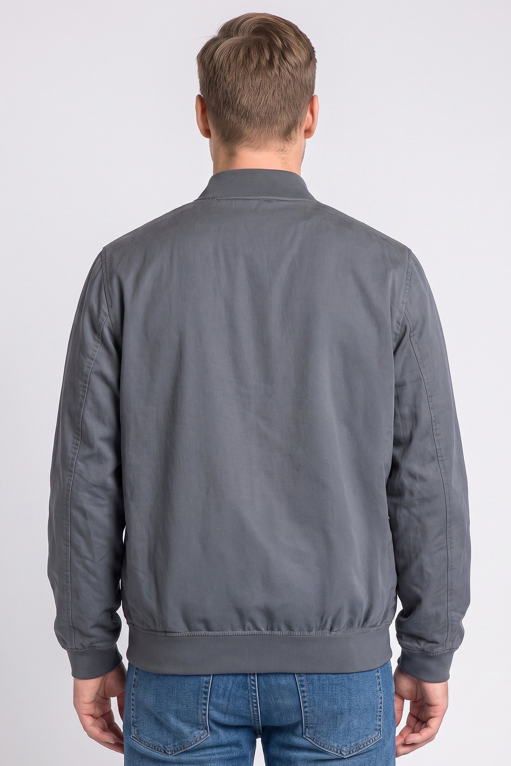 Men Plain Bomber Jacket, Grey