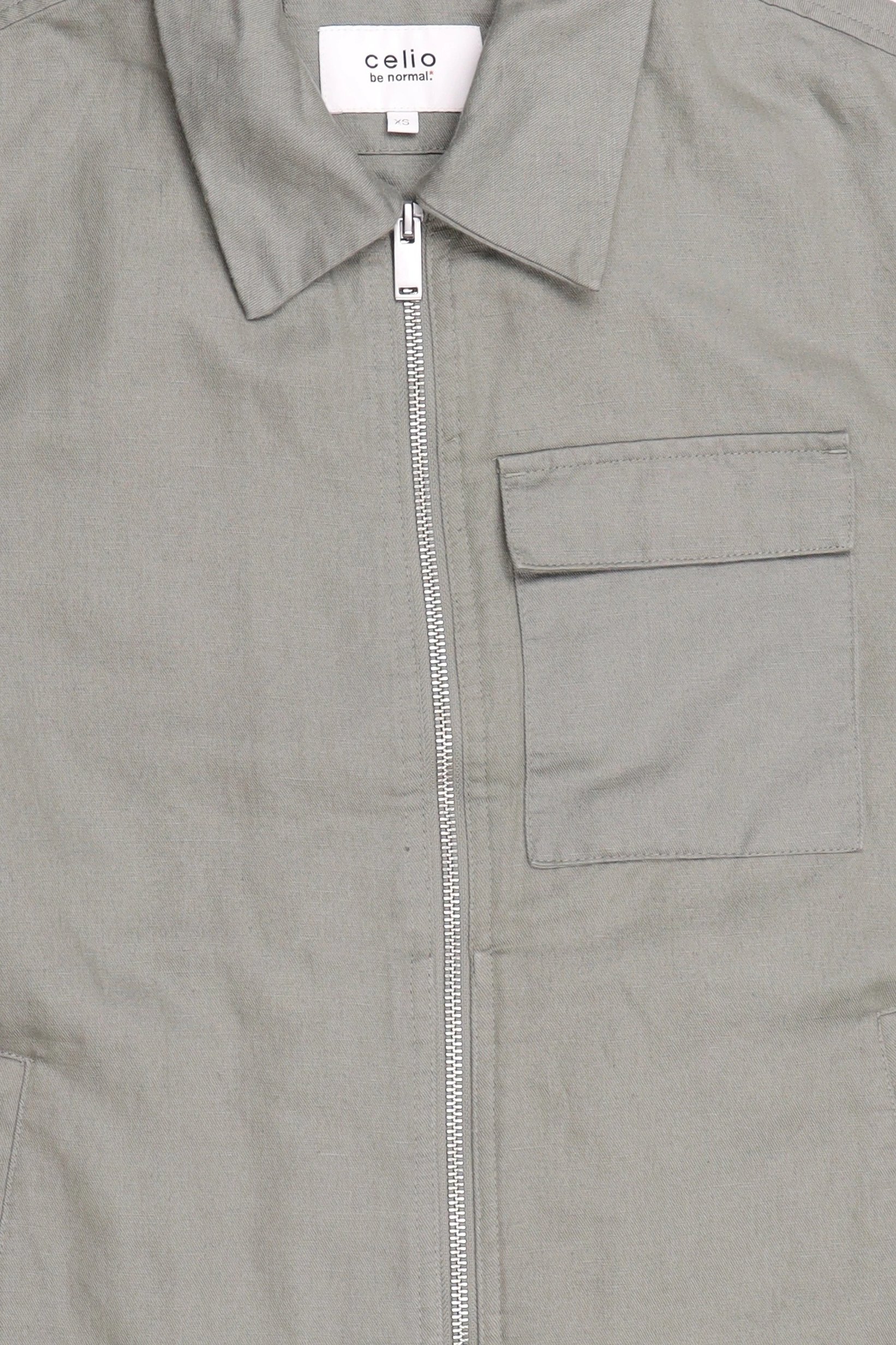 Men Solid Long Sleeve Full Zip Jacket Shirt, Sage Green