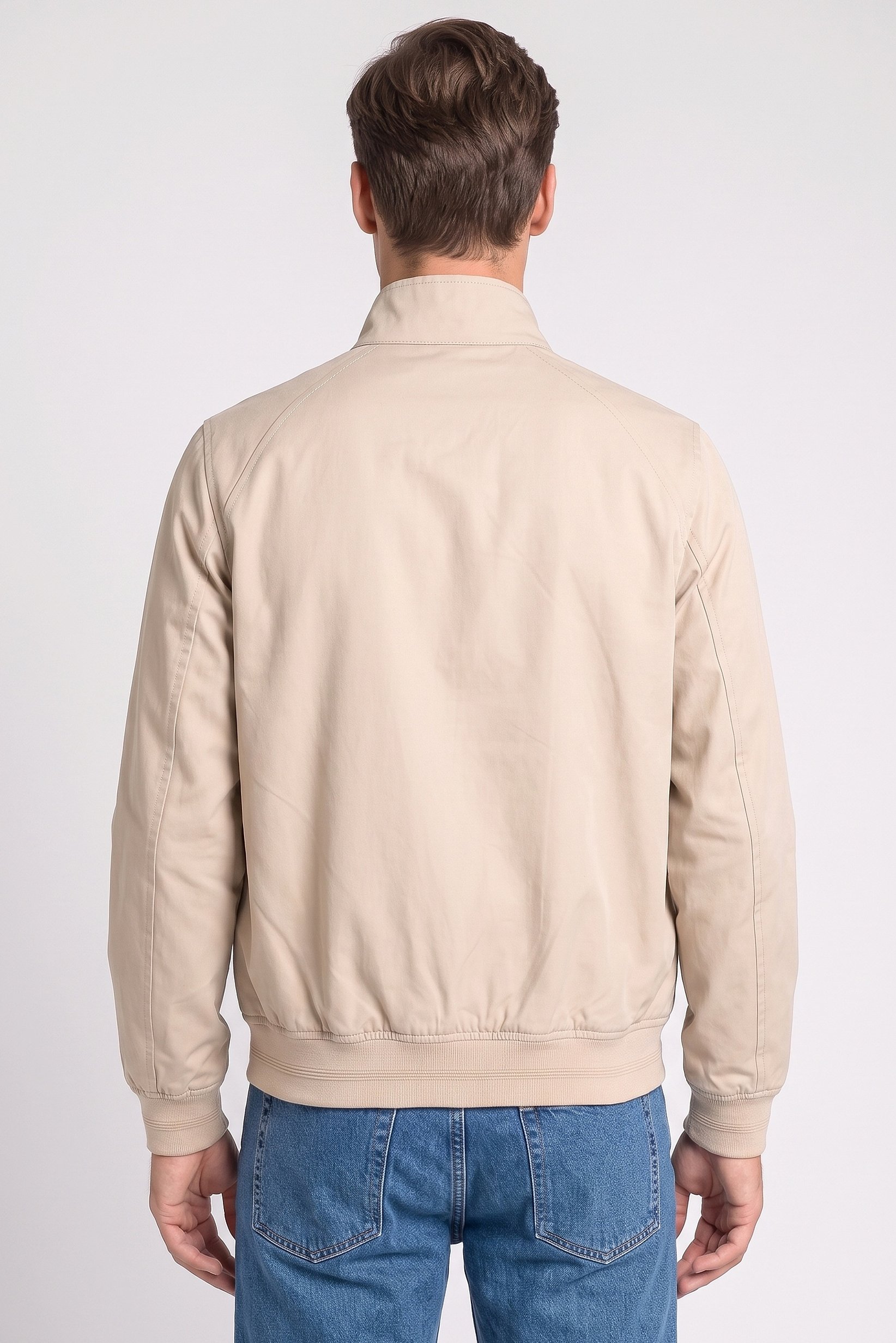 Men Solid Bomber Jacket, Beige
