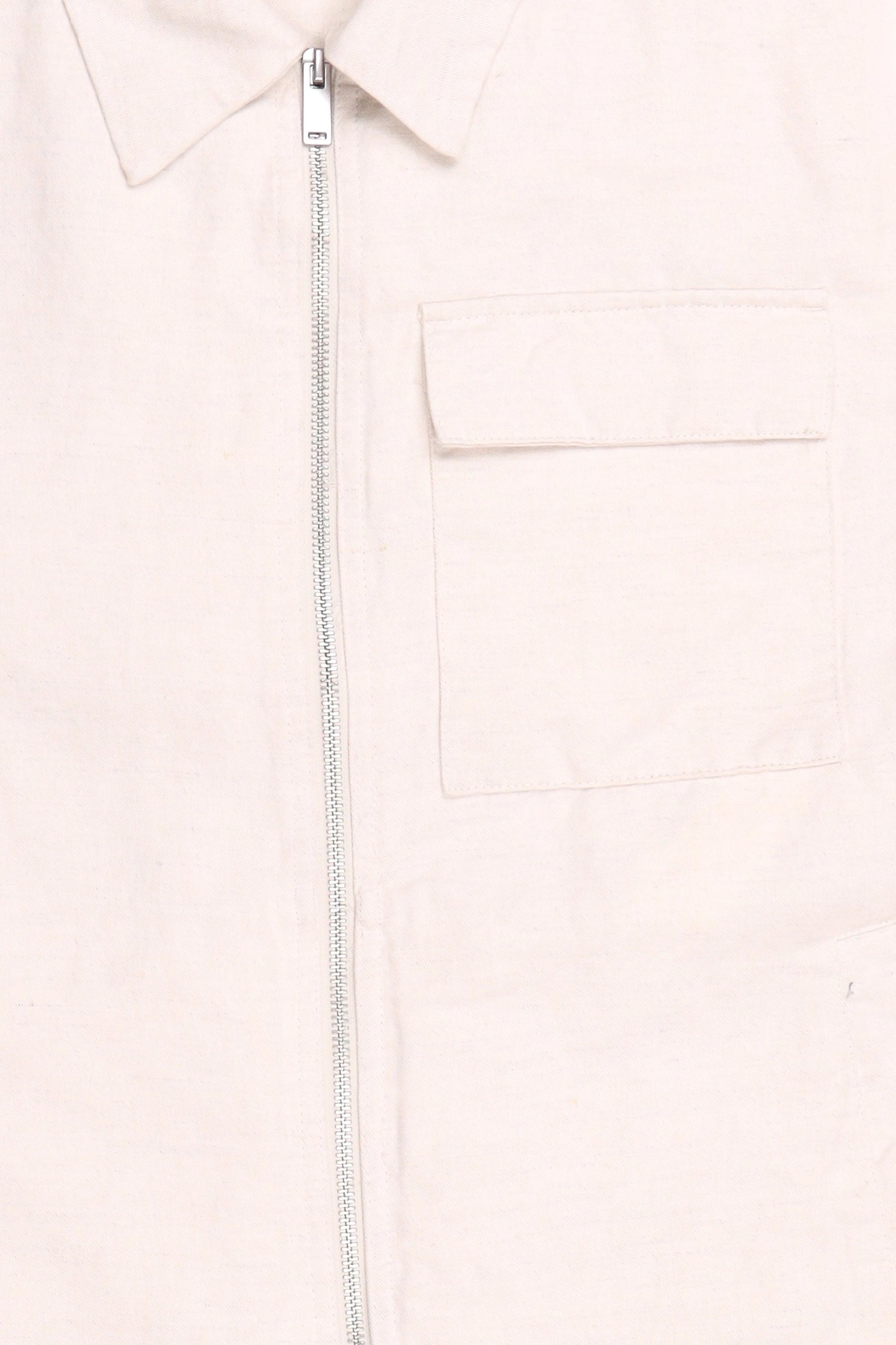 Men Solid Long Sleeve Jacket Shirt, Light Beige
