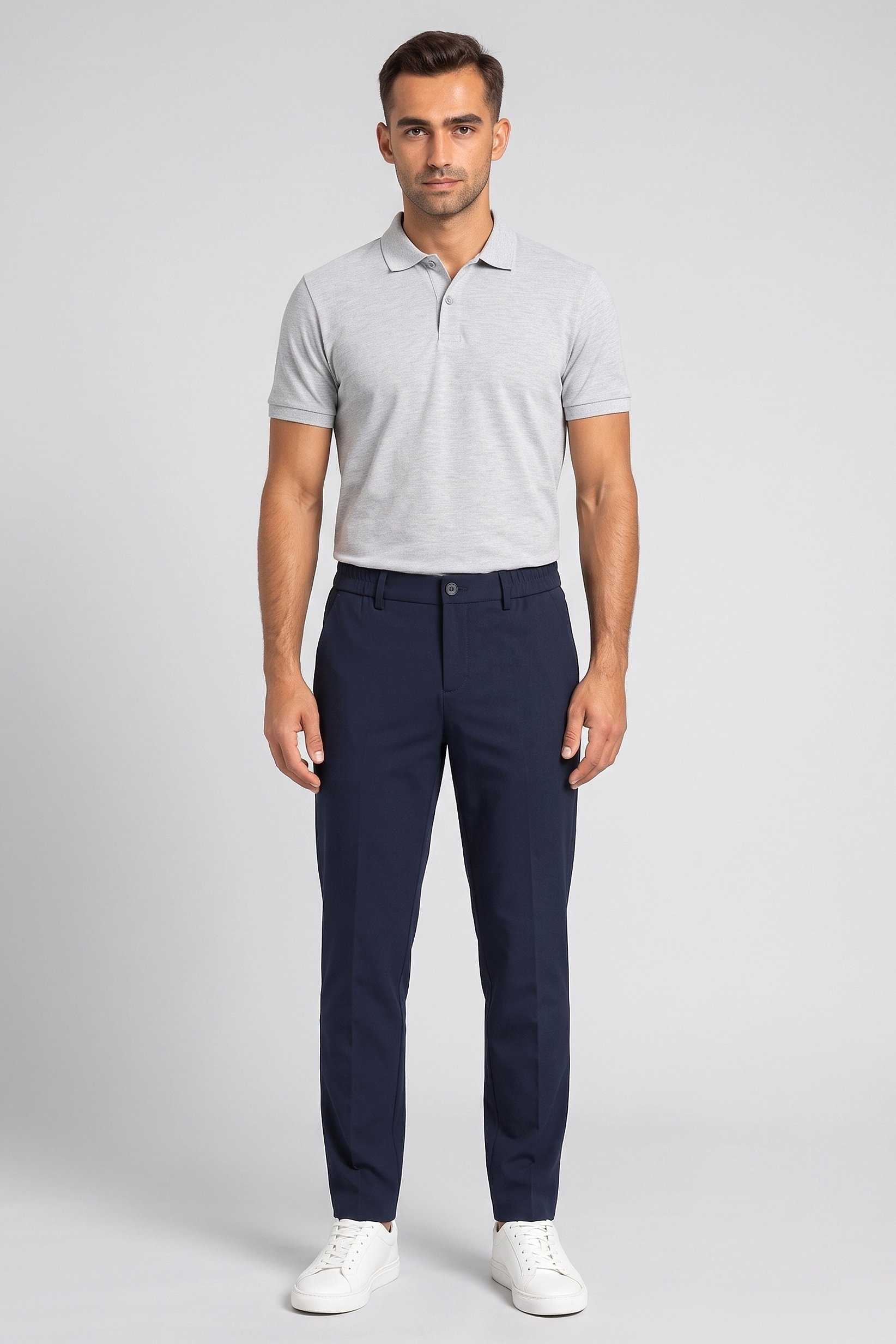 Men Regular Fit Solid Chino Pants, Dark Navy