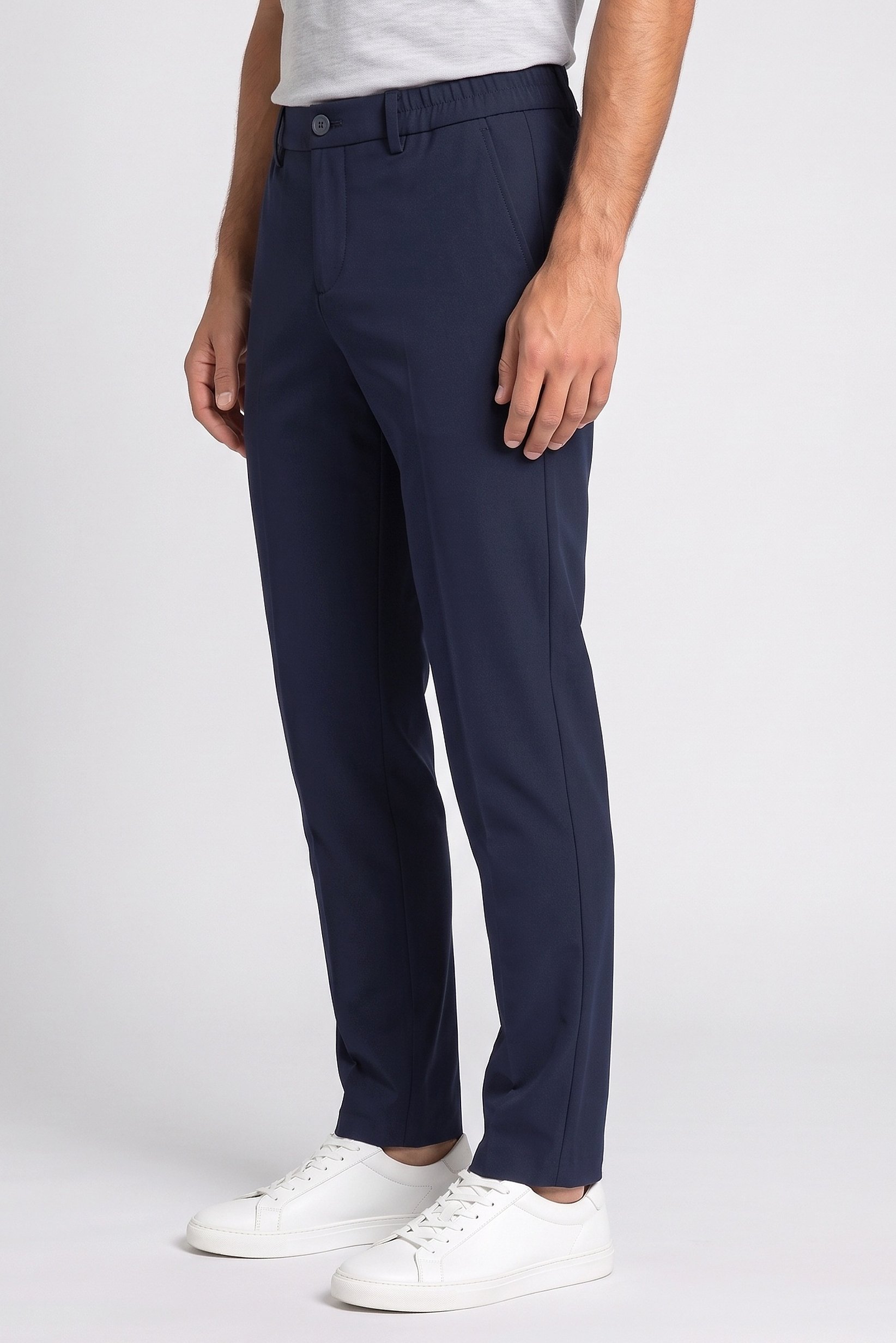 Men Regular Fit Solid Chino Pants, Dark Navy