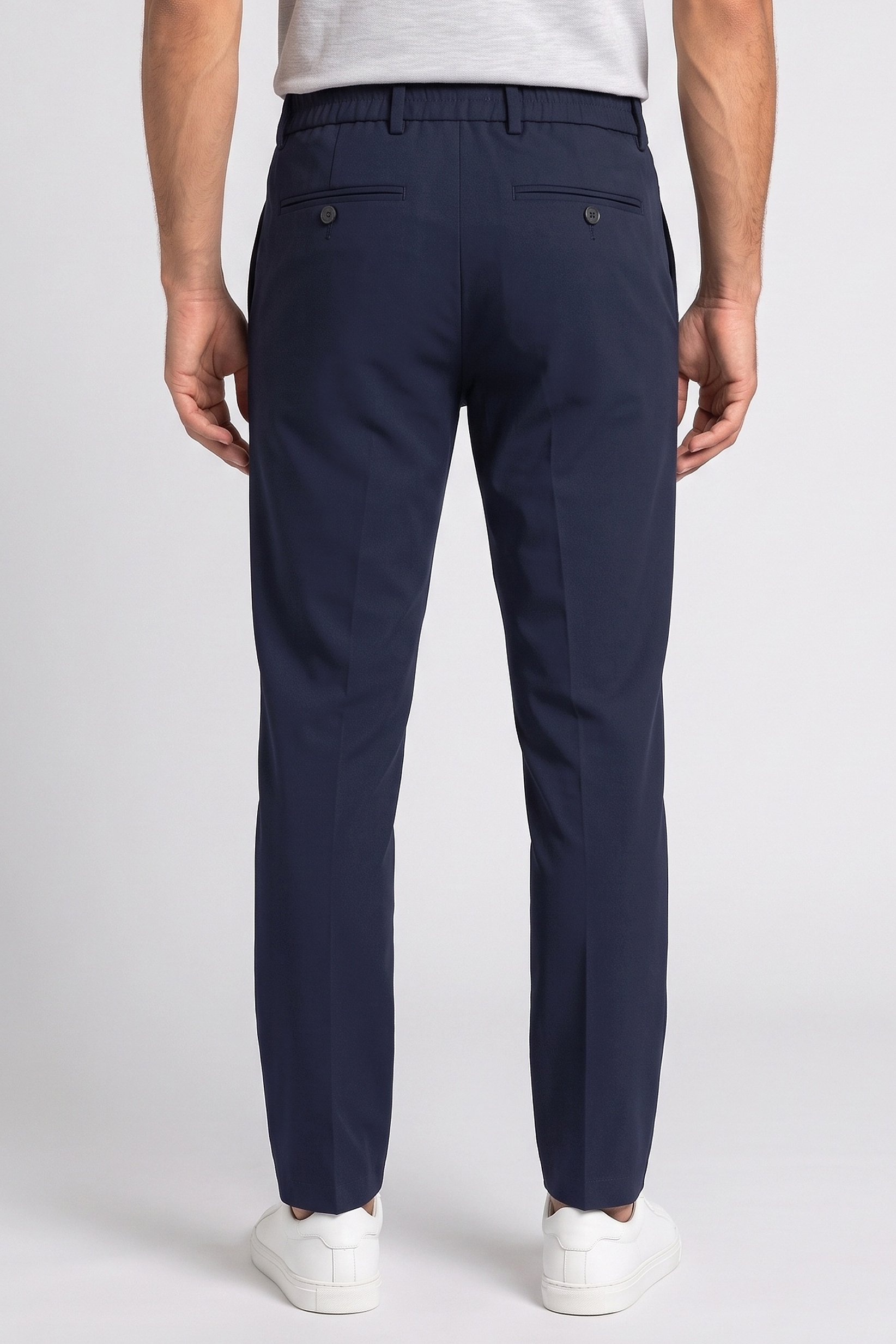 Men Regular Fit Solid Chino Pants, Dark Navy
