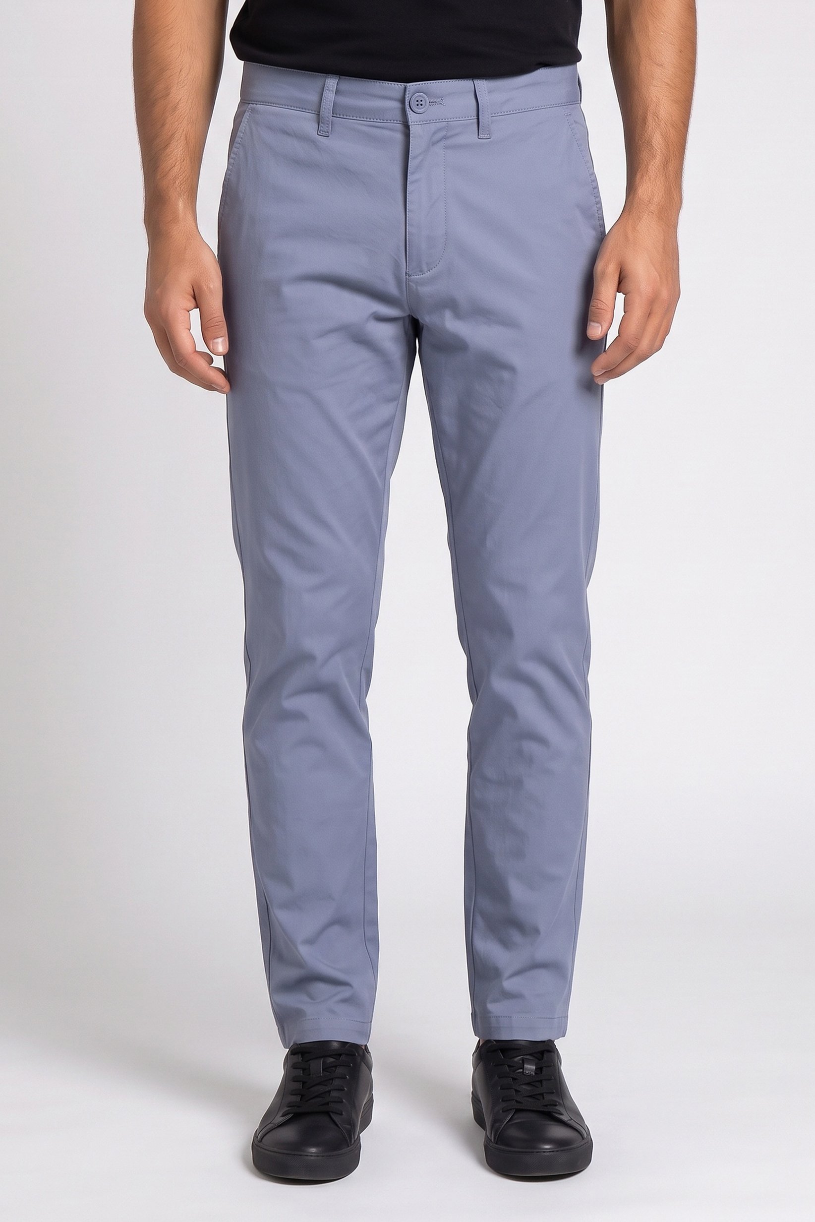 Men Slim Fit Solid Chino Pants, Light Blue