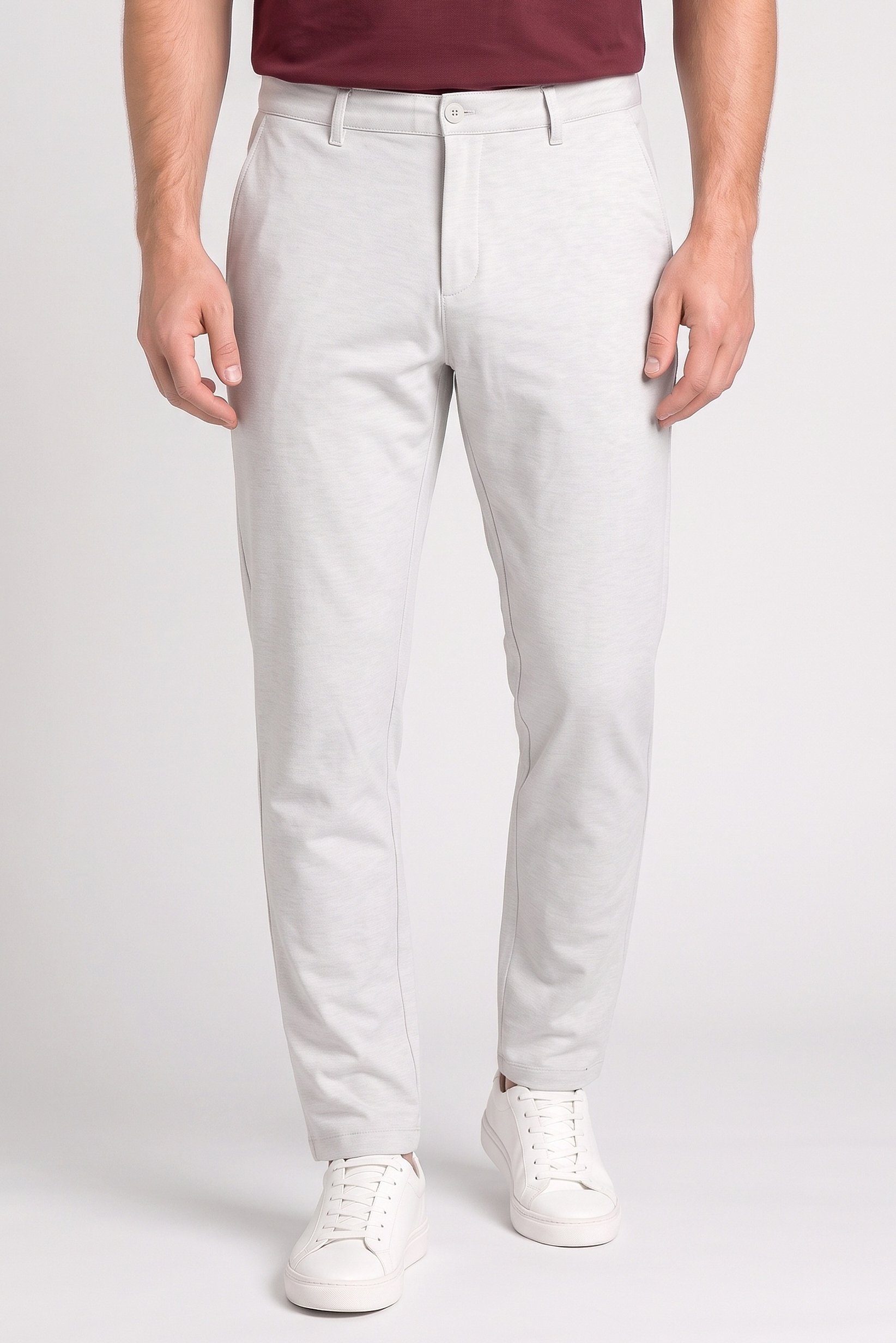 Men Slim Fit Solid Chino Pants, Light Grey