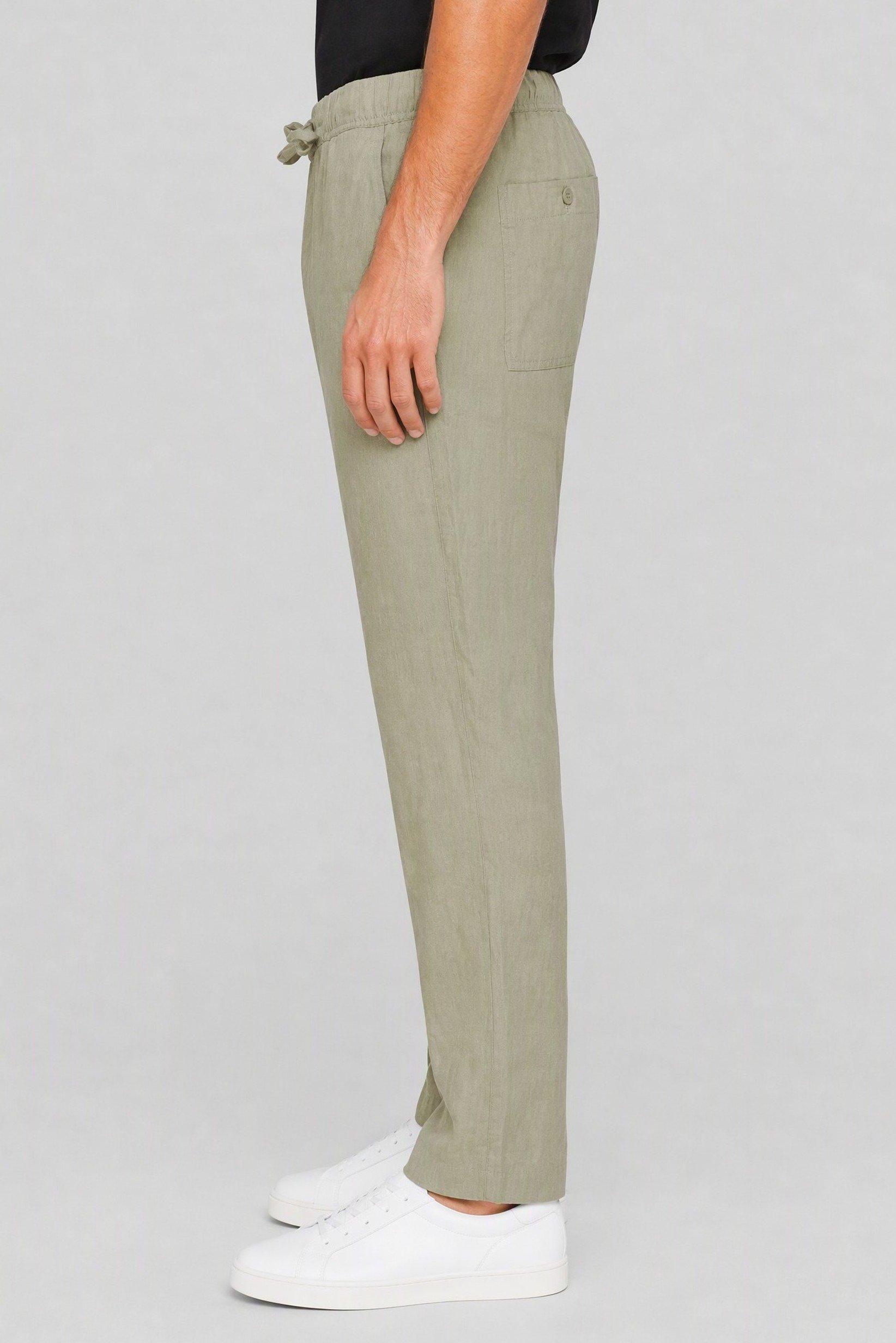Men Comfort Fit Chambray Straight Leg Pants, Sage