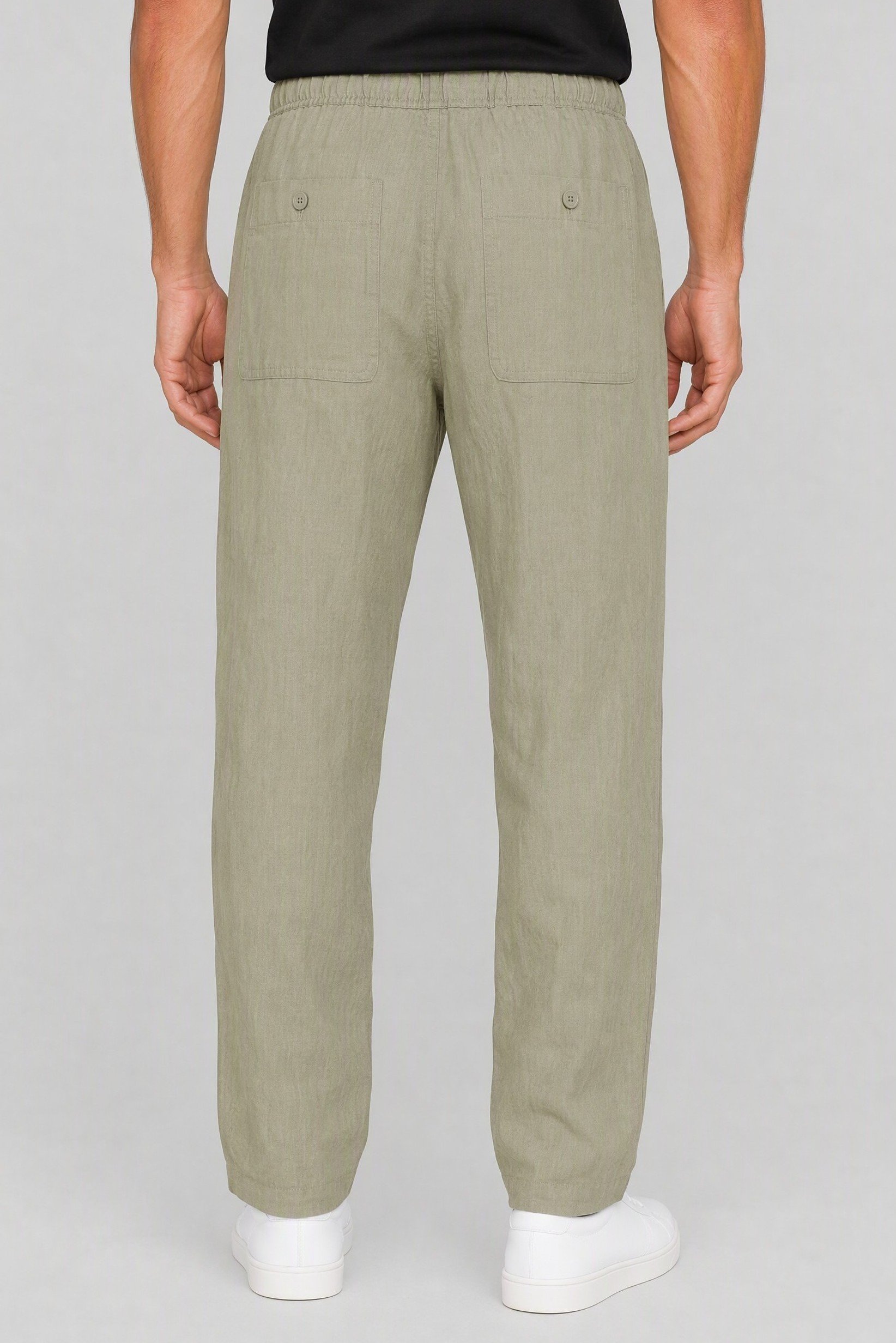Men Comfort Fit Chambray Straight Leg Pants, Sage