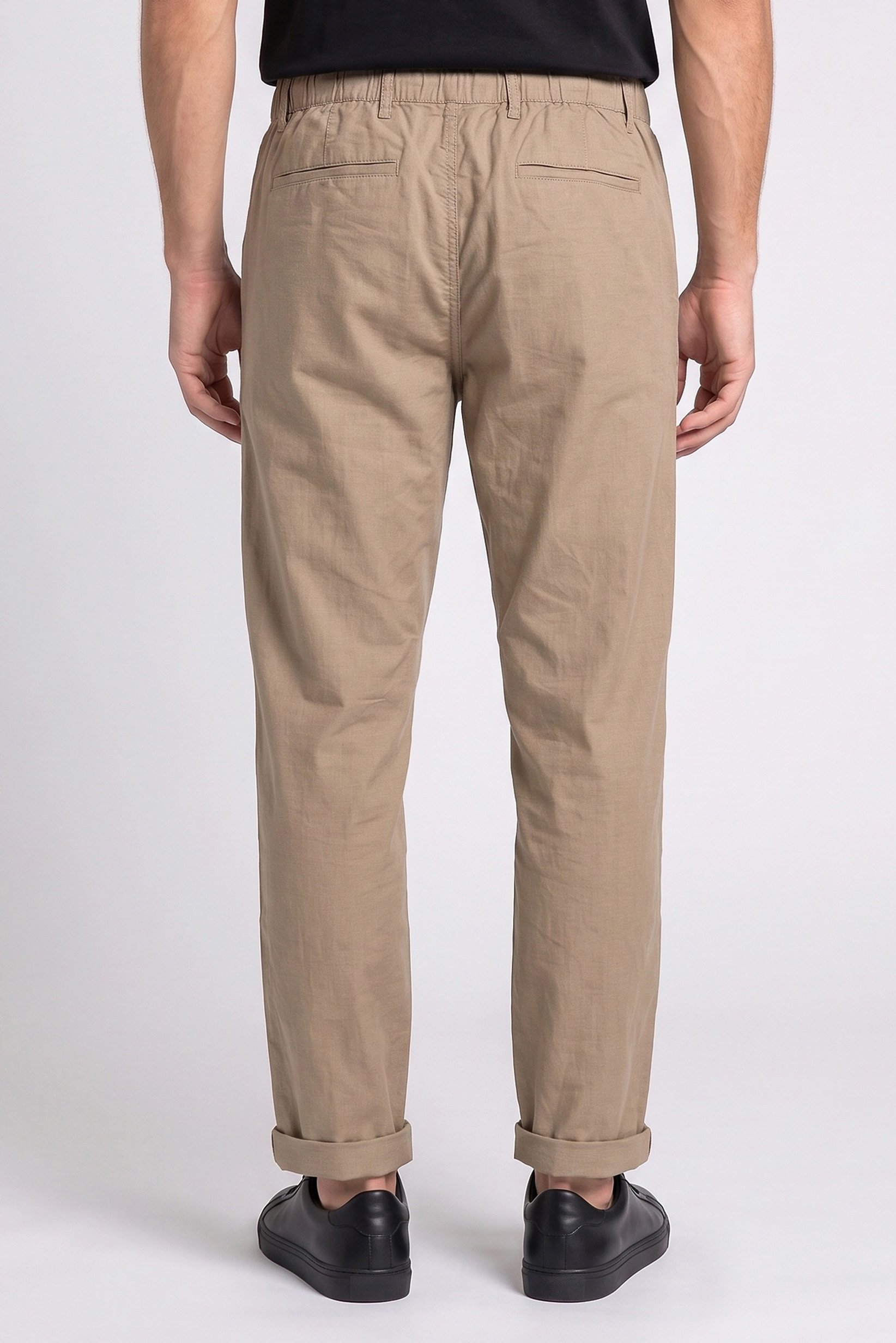 Men Chino Fit Solid Straight Leg Pants, Taupe