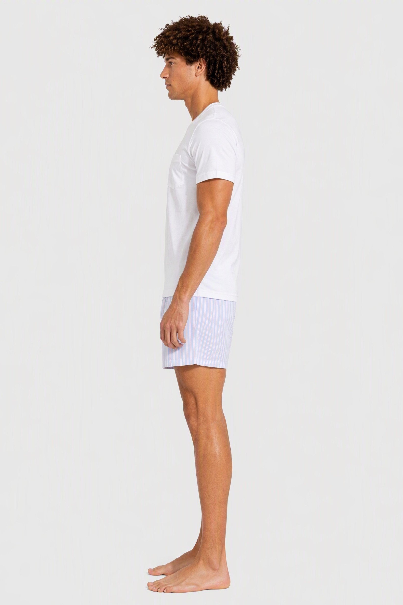 Men 2 Pieces Stripe Print T- Shirt And Shorts Pajama Set, Multicolor