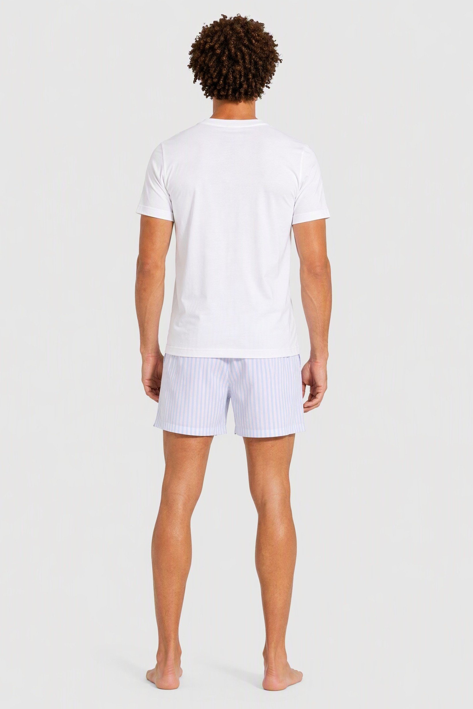 Men 2 Pieces Stripe Print T- Shirt And Shorts Pajama Set, Multicolor