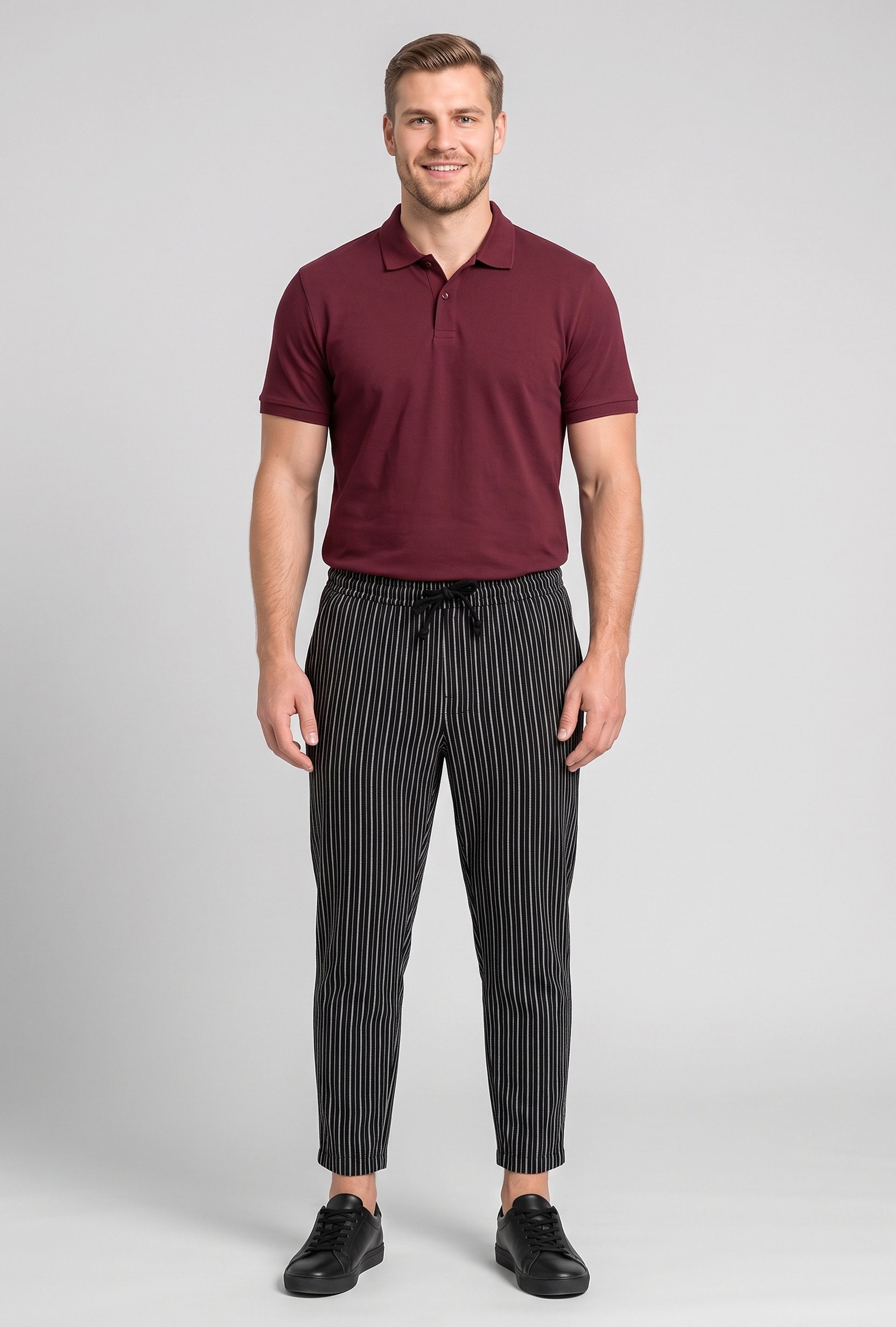 Men Comfort Fit Stripe Straight Leg Pants, Multicolor