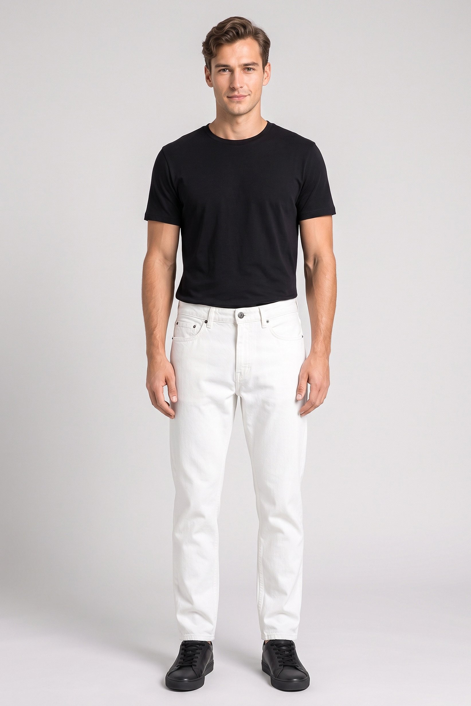 Men Loose Fit Plain Non-Stretchable Jeans, White