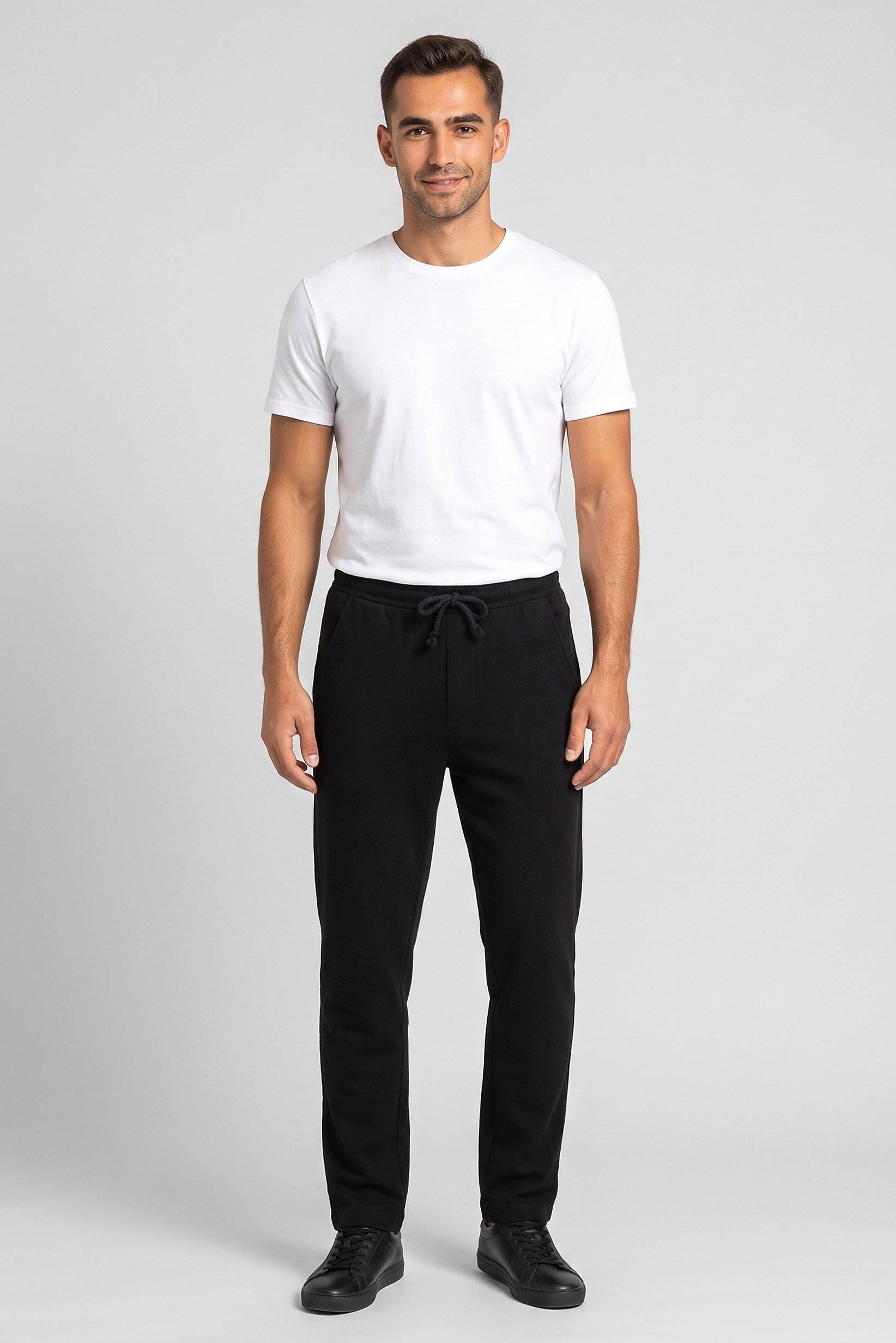 Men Regular Fit Textured Sweatpants, Black