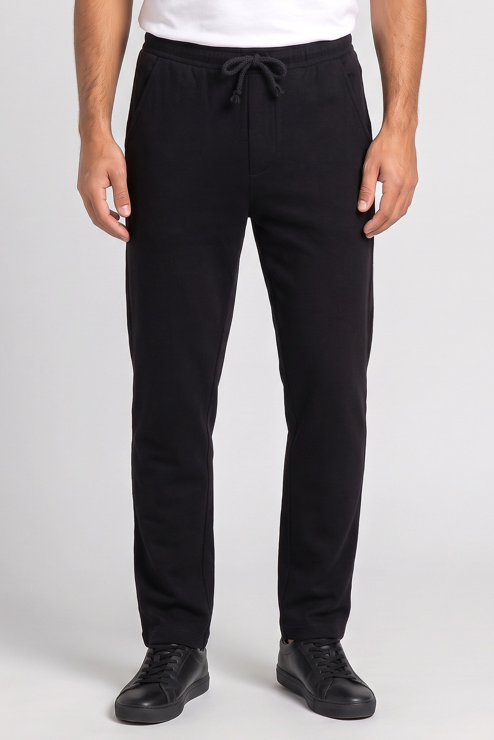 Men Regular Fit Textured Sweatpants, Black