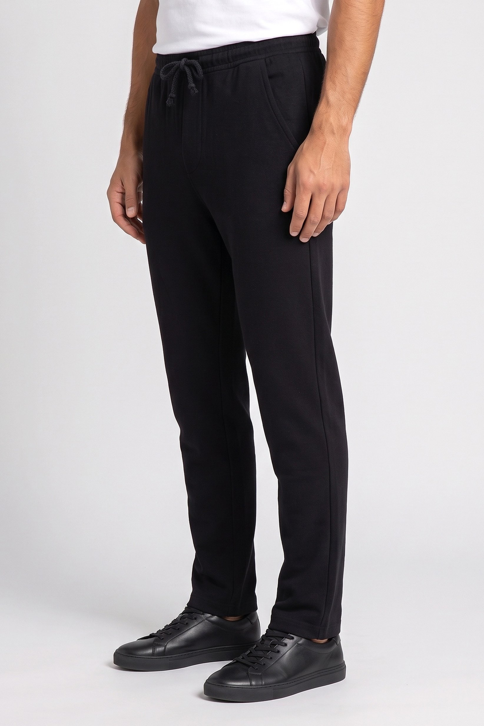 Men Regular Fit Textured Sweatpants, Black