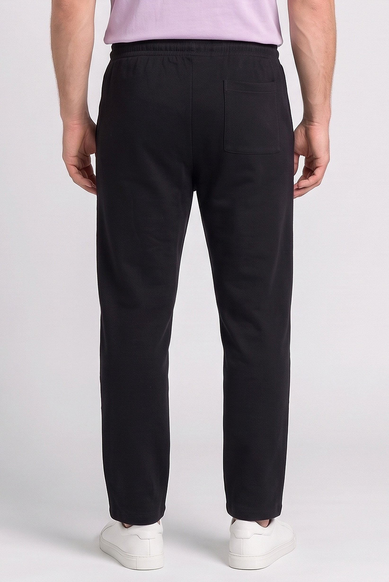 Men Comfort Fit Textured Straight Leg Pants, Black