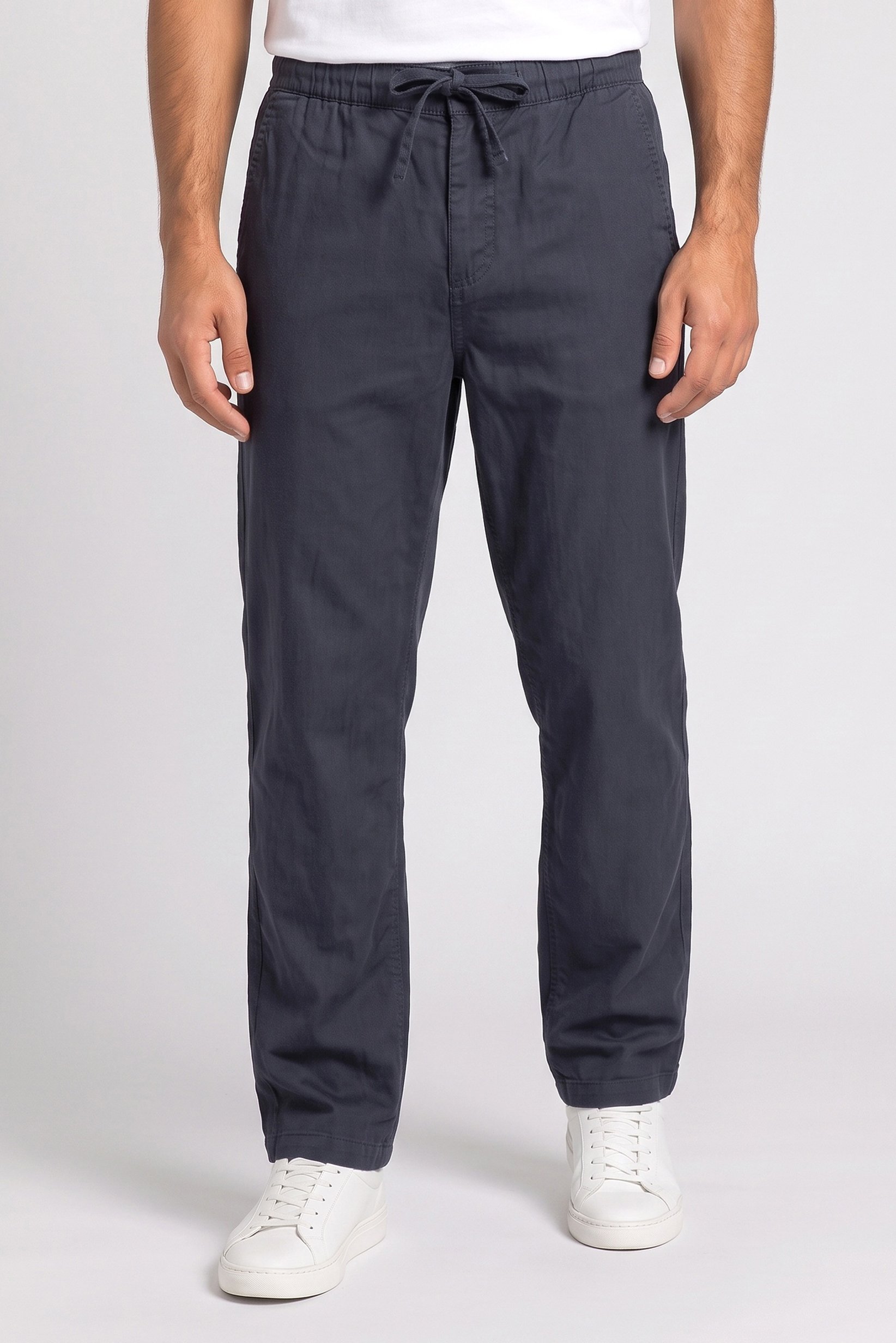 Men Comfort Fit Chambray Straight Leg Pants, Navy
