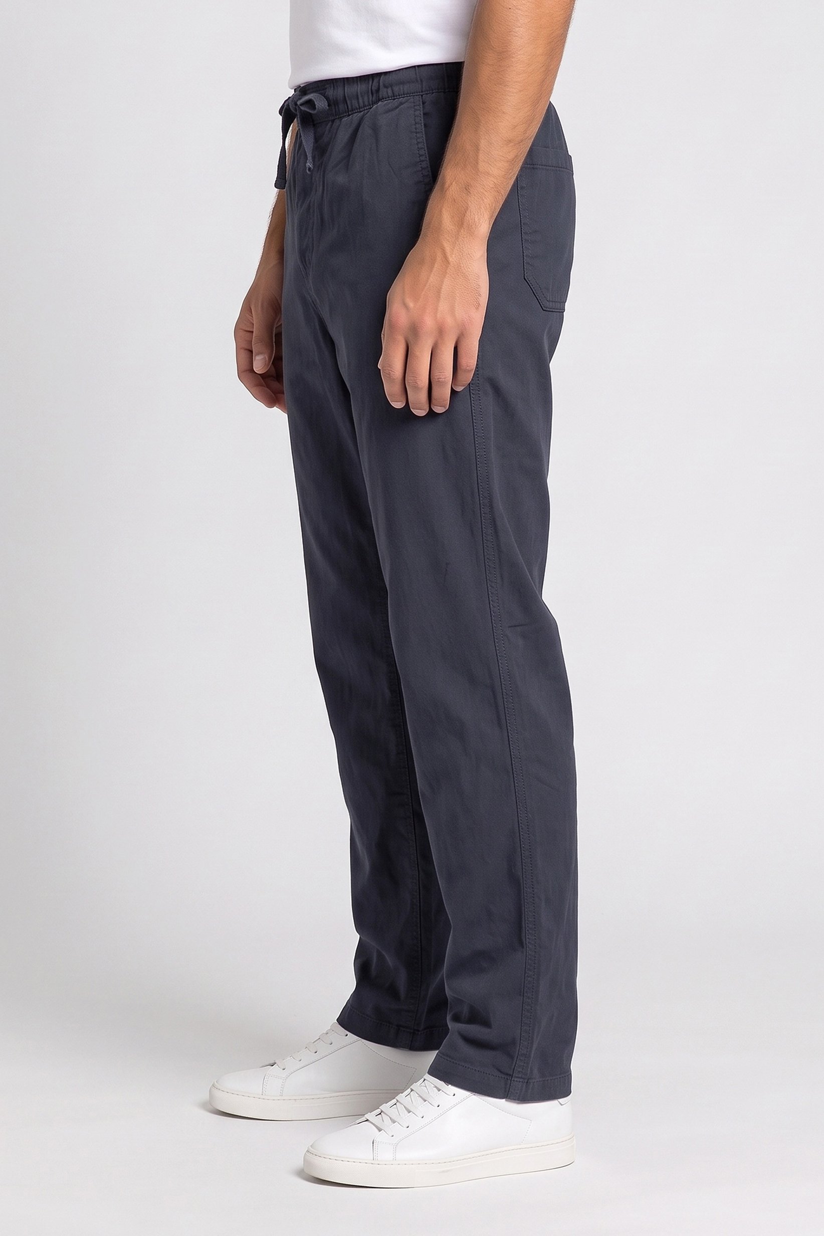 Men Comfort Fit Chambray Straight Leg Pants, Navy