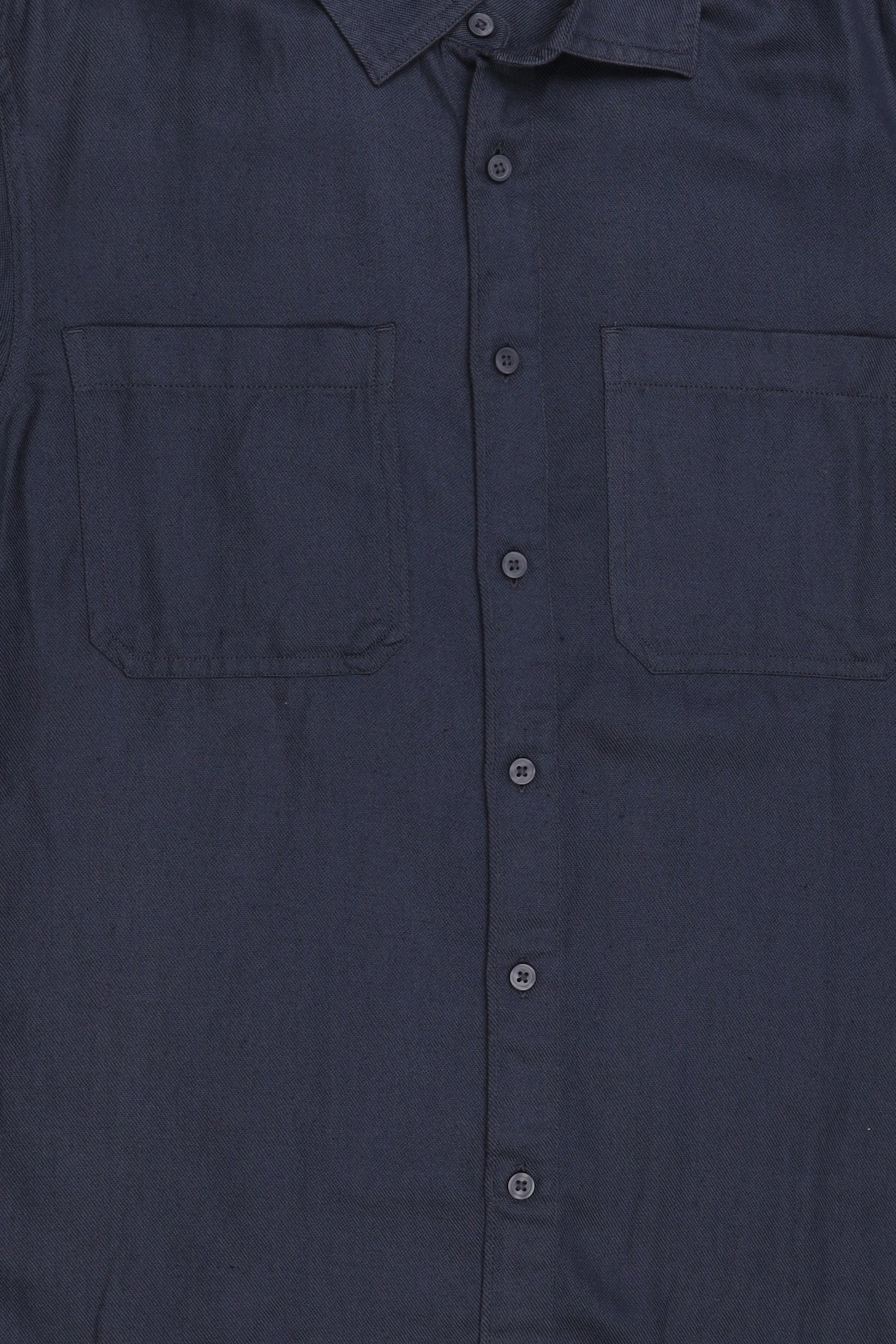 Men Regular Fit Plain Long Sleeve Casual Shirt, Navy