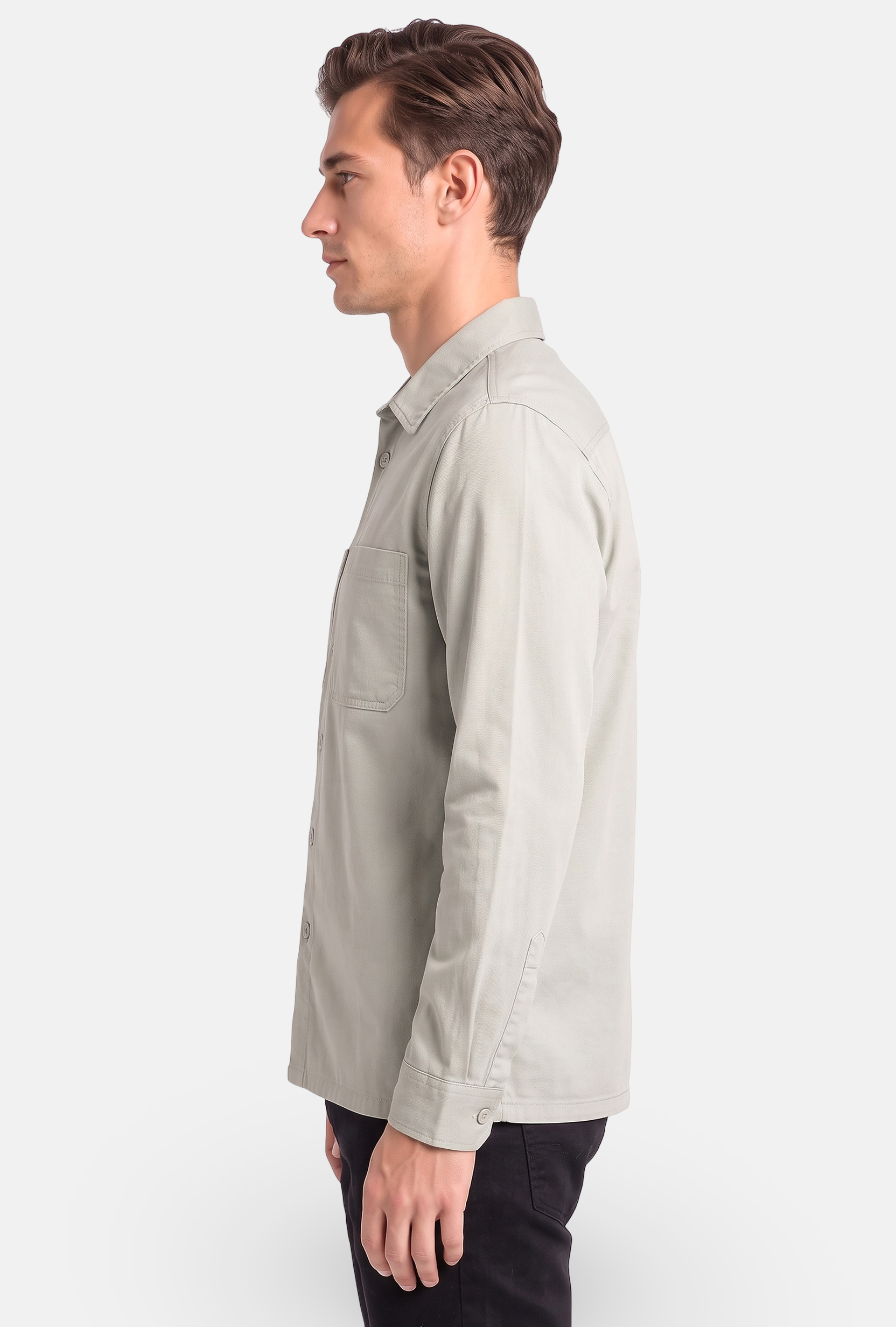 Men Regular Fit Plain Long Sleeve Casual Shirt, Sage Green