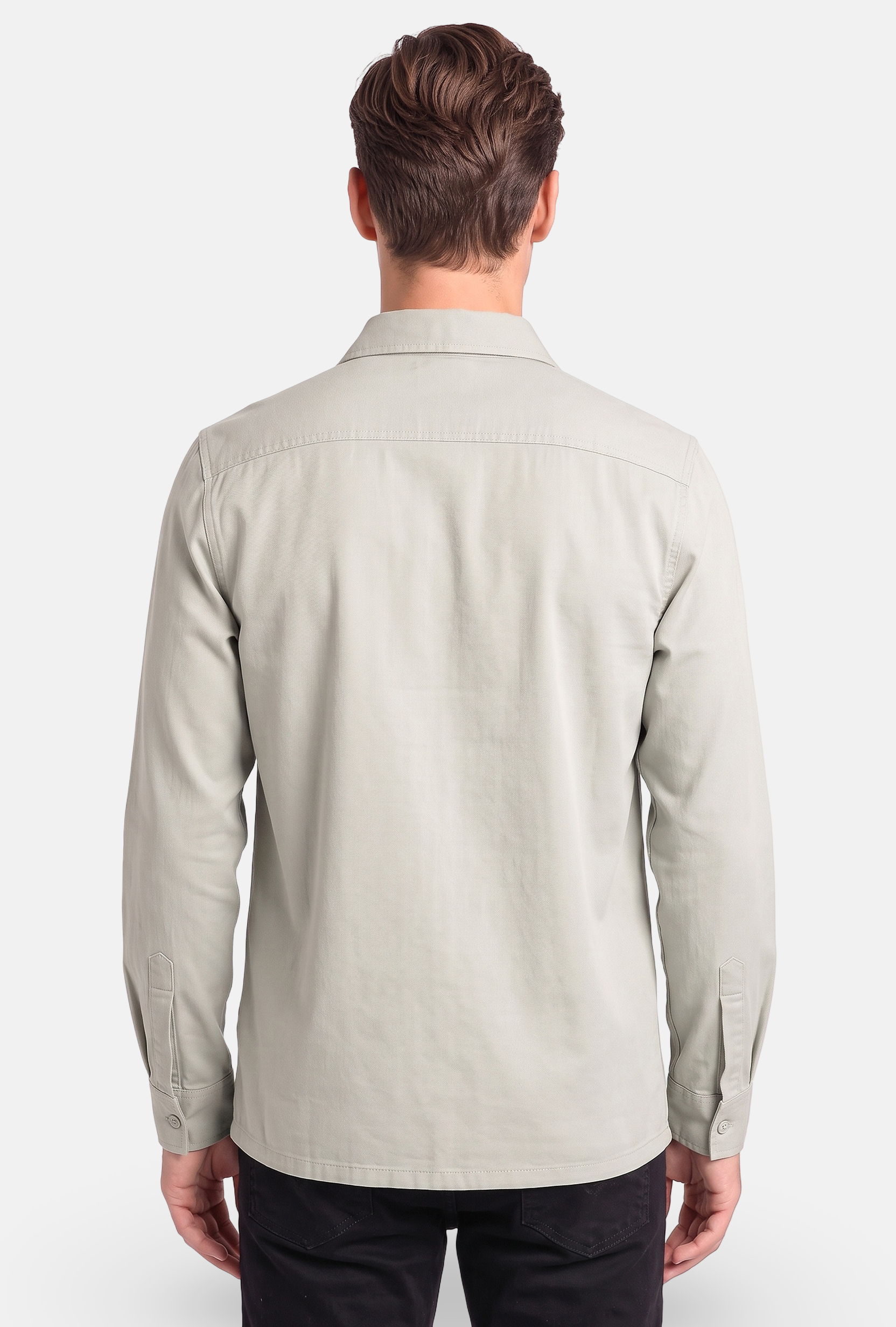 Men Regular Fit Plain Long Sleeve Casual Shirt, Sage Green