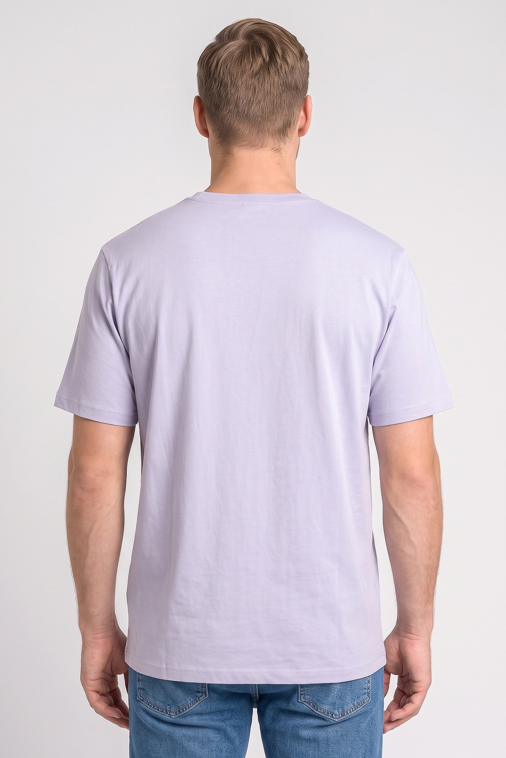 Men Crew Neck Short Sleeve Solid T-Shirt, Lavender