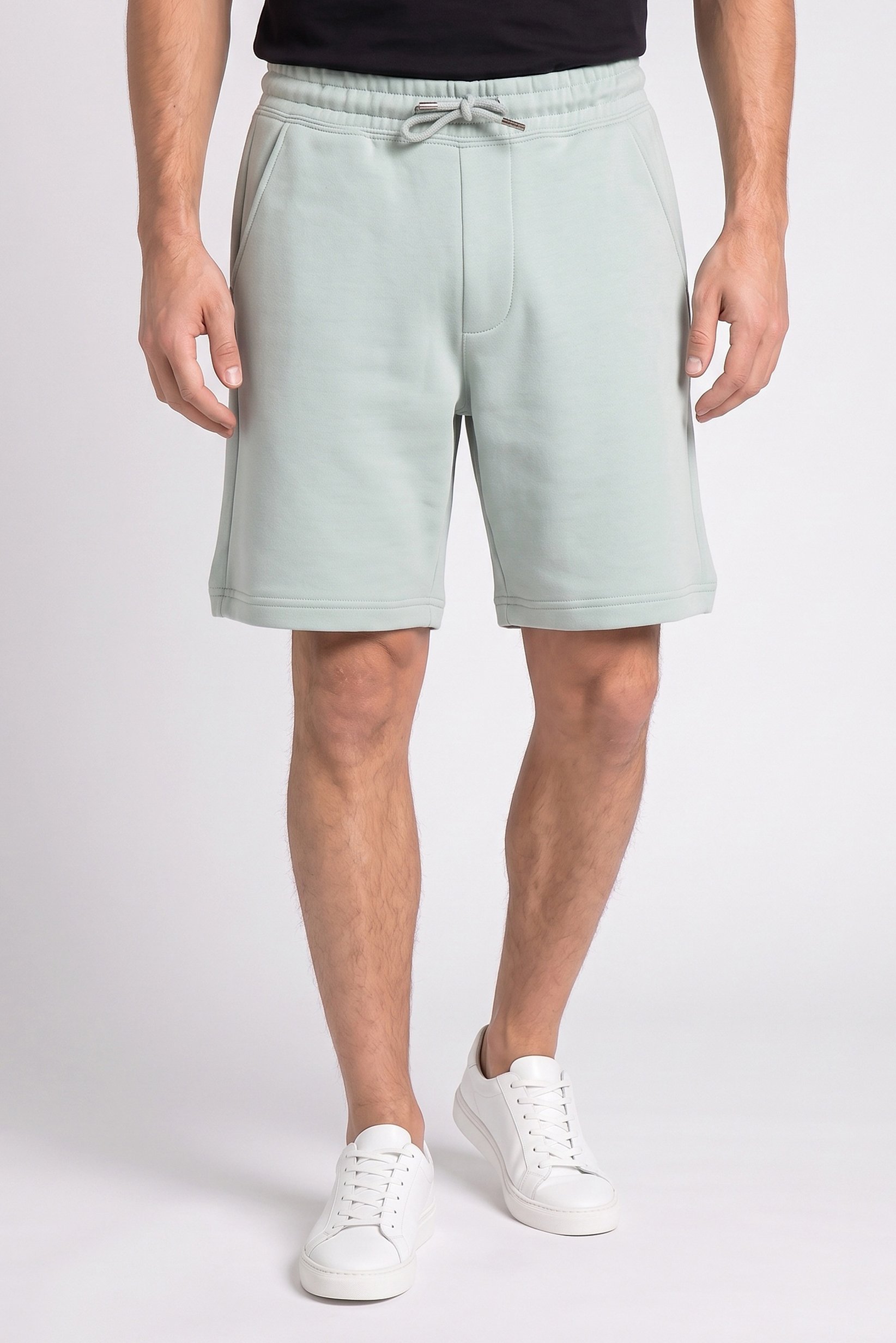 Men Solid Basic Shorts, Light Green