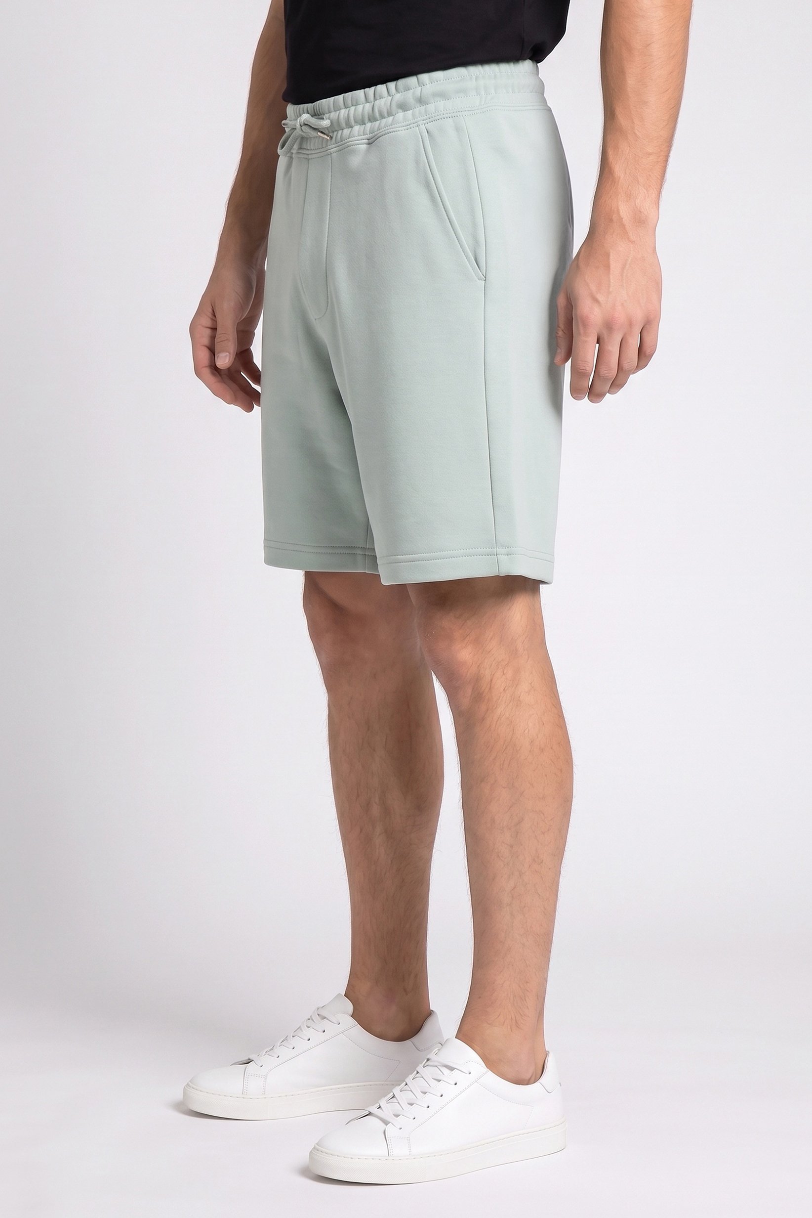 Men Solid Basic Shorts, Light Green