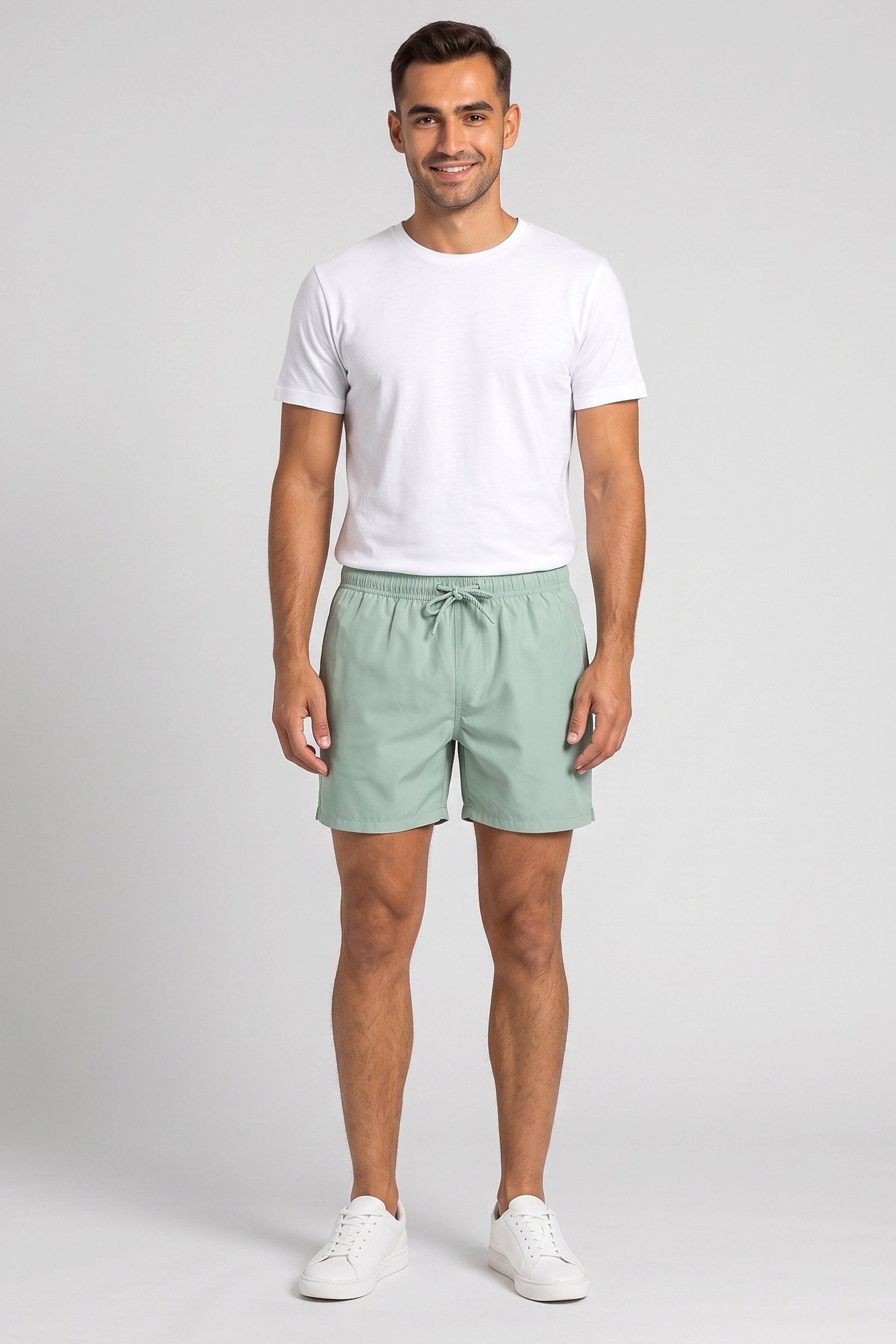 Men Regular Fit Solid Basic Shorts, Green