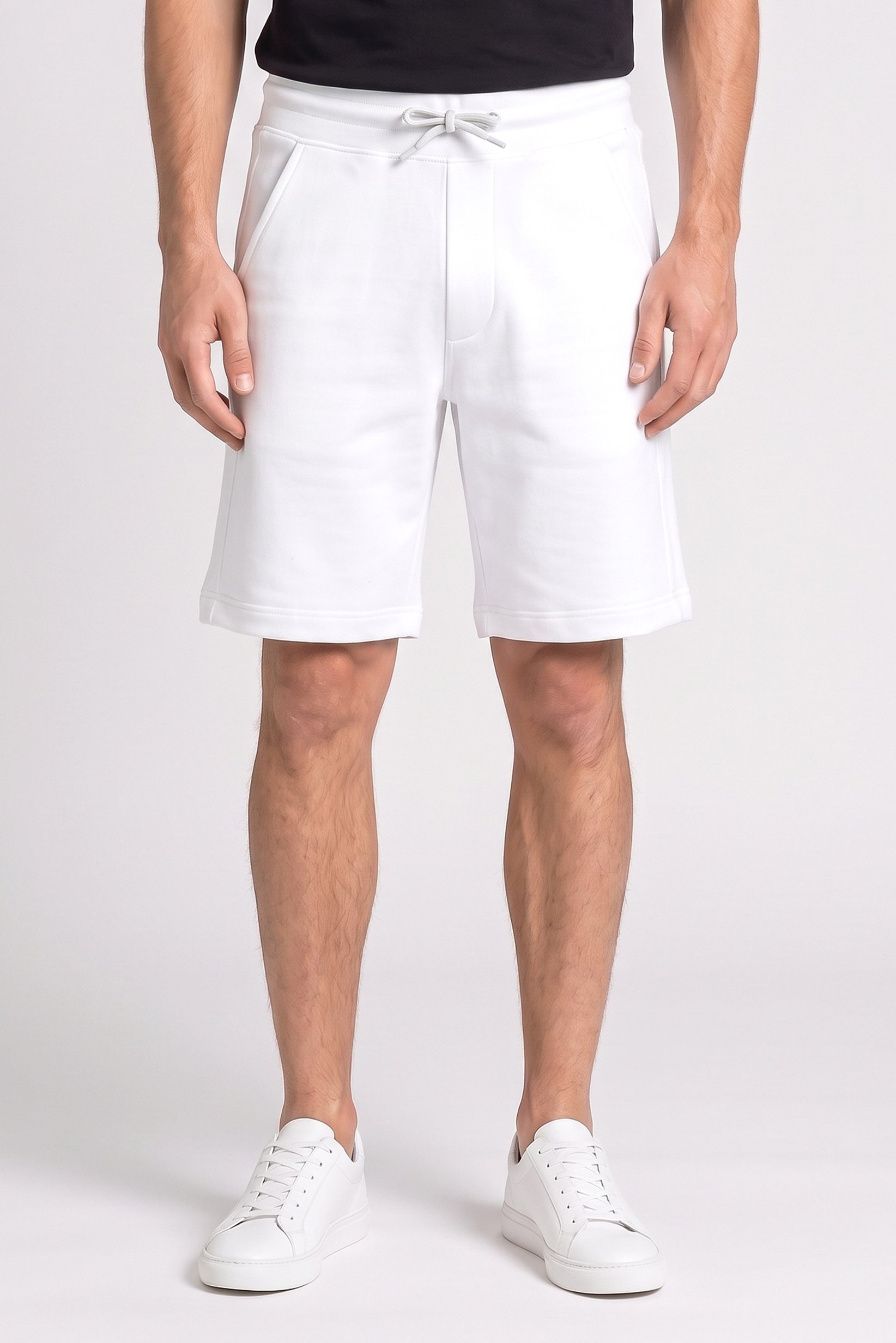 Men Solid Basic Shorts, White