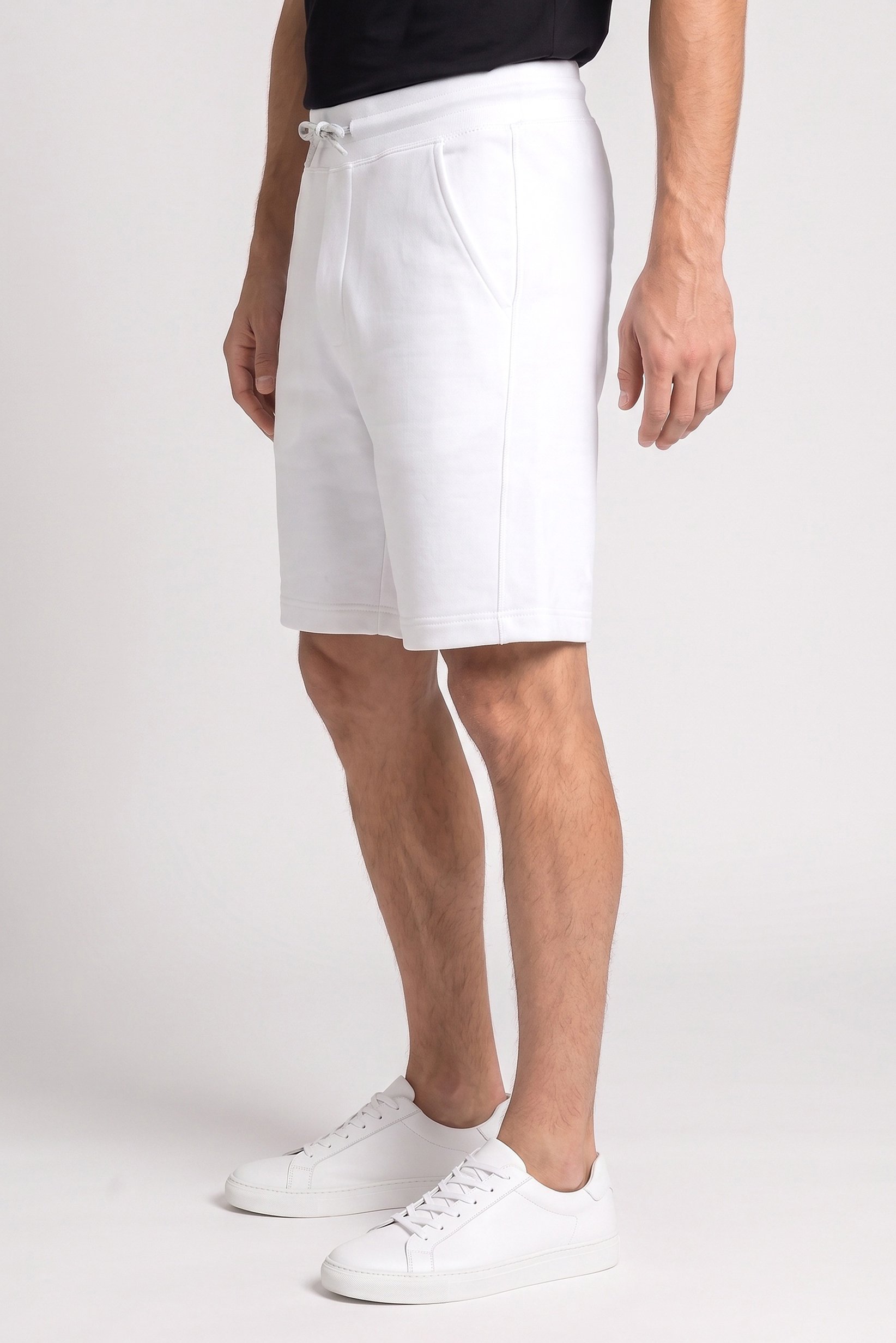 Men Solid Basic Shorts, White
