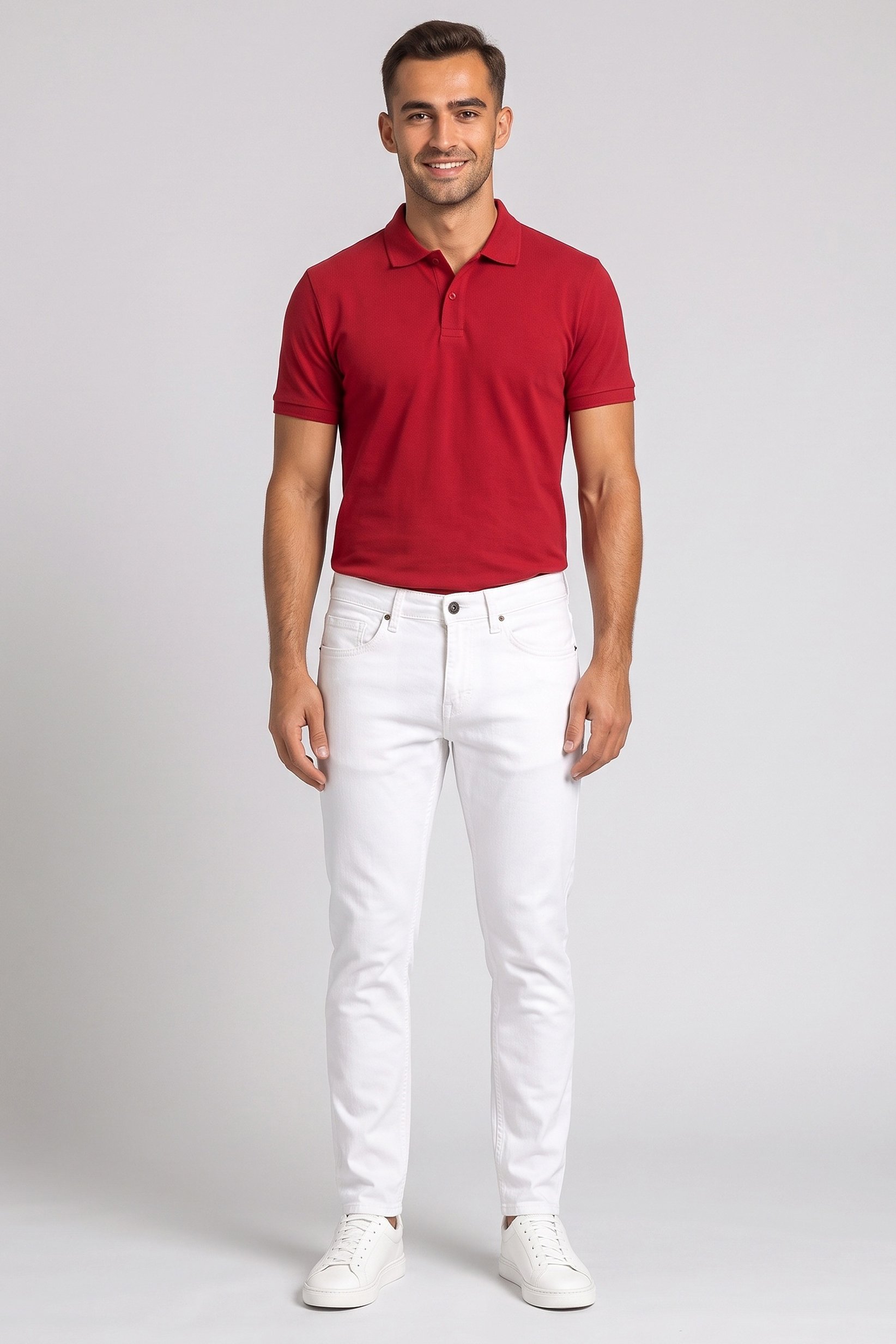 Men Slim Fit Solid Stretchable Denim Jeans, White