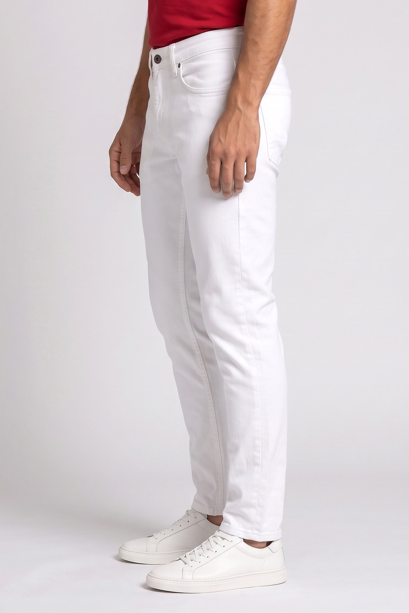 Men Slim Fit Solid Stretchable Denim Jeans, White