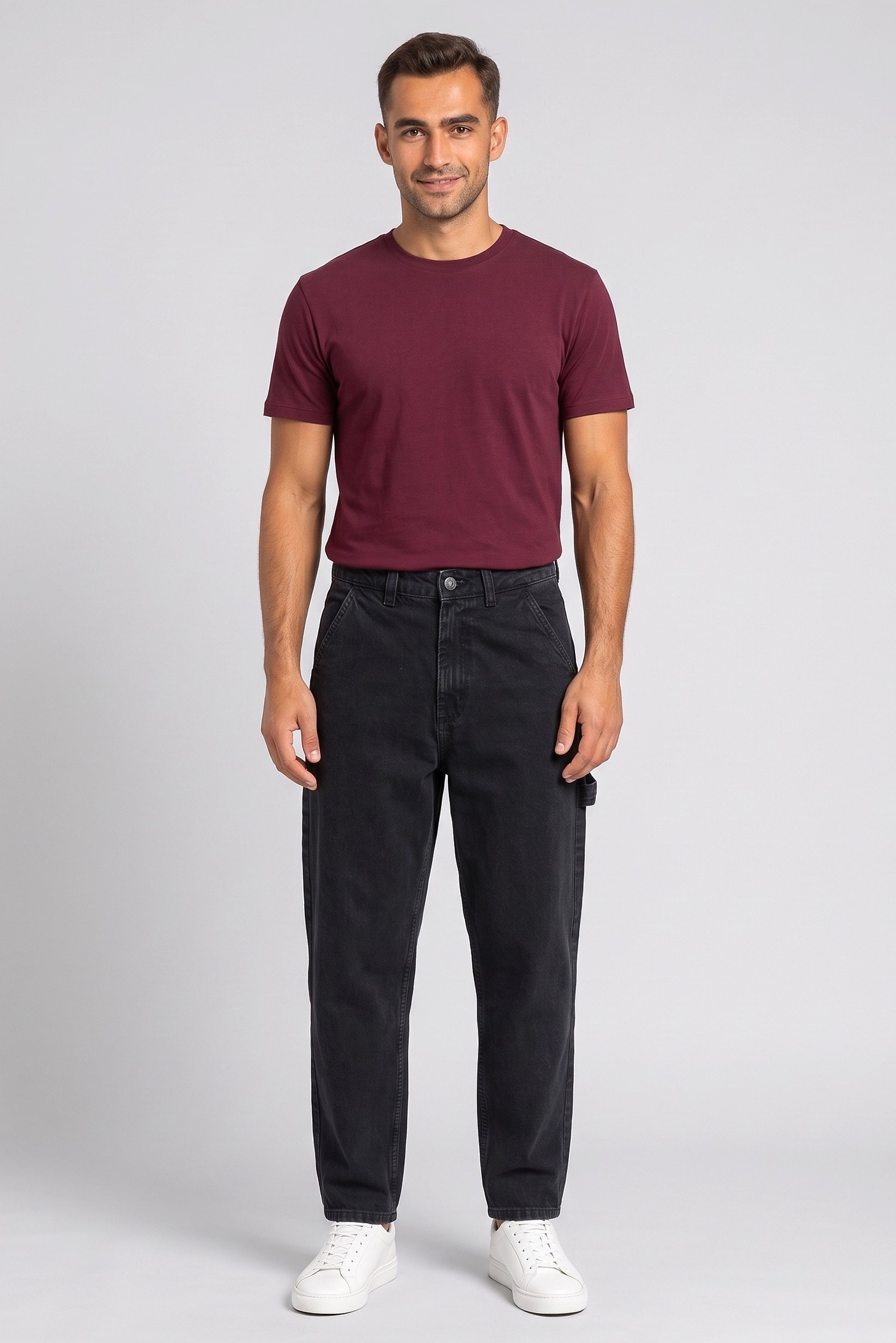Men Skater Fit Washed Non Stretchable Jeans, Black