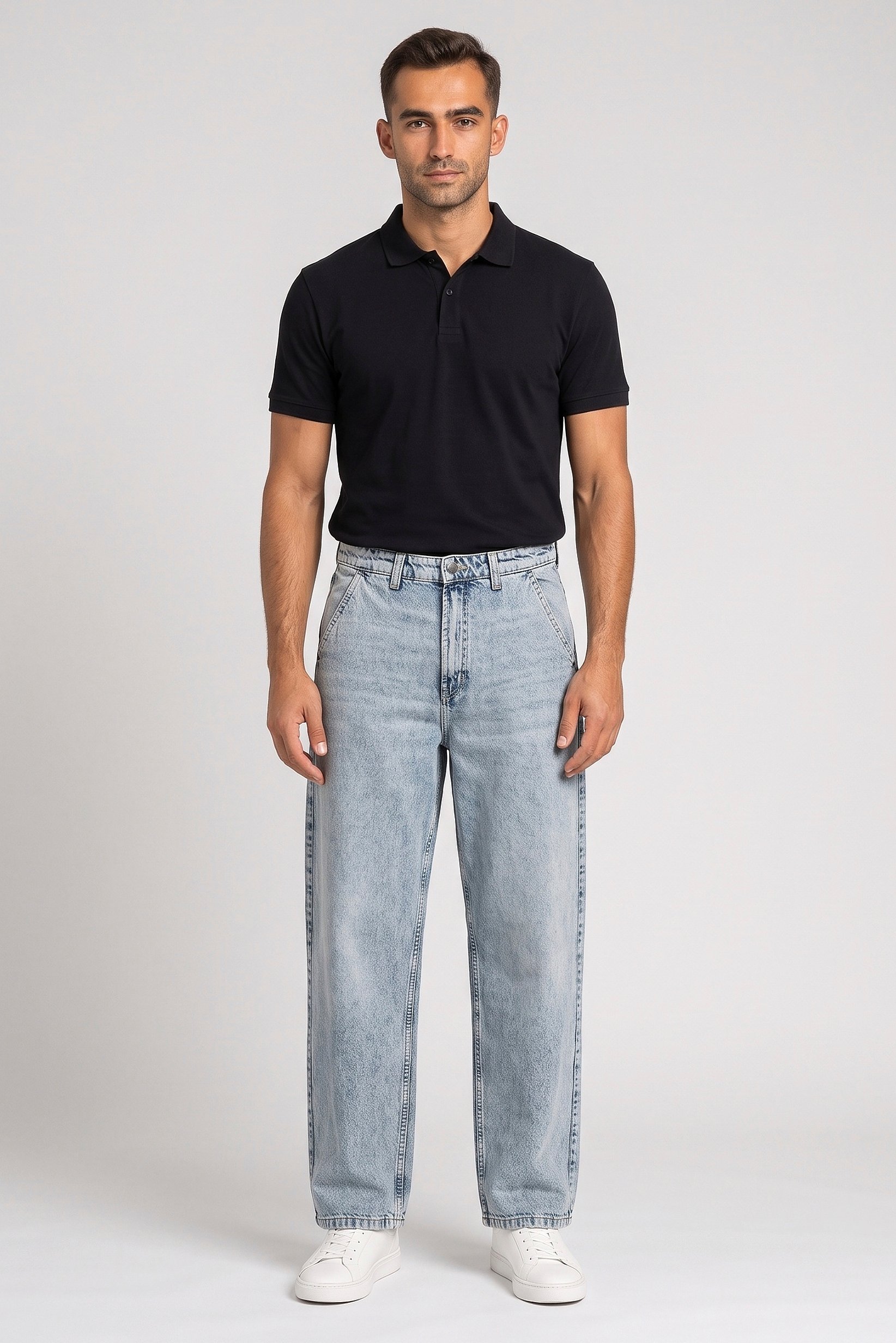Men Skater Fit Washed No Stretch Jeans, Blue