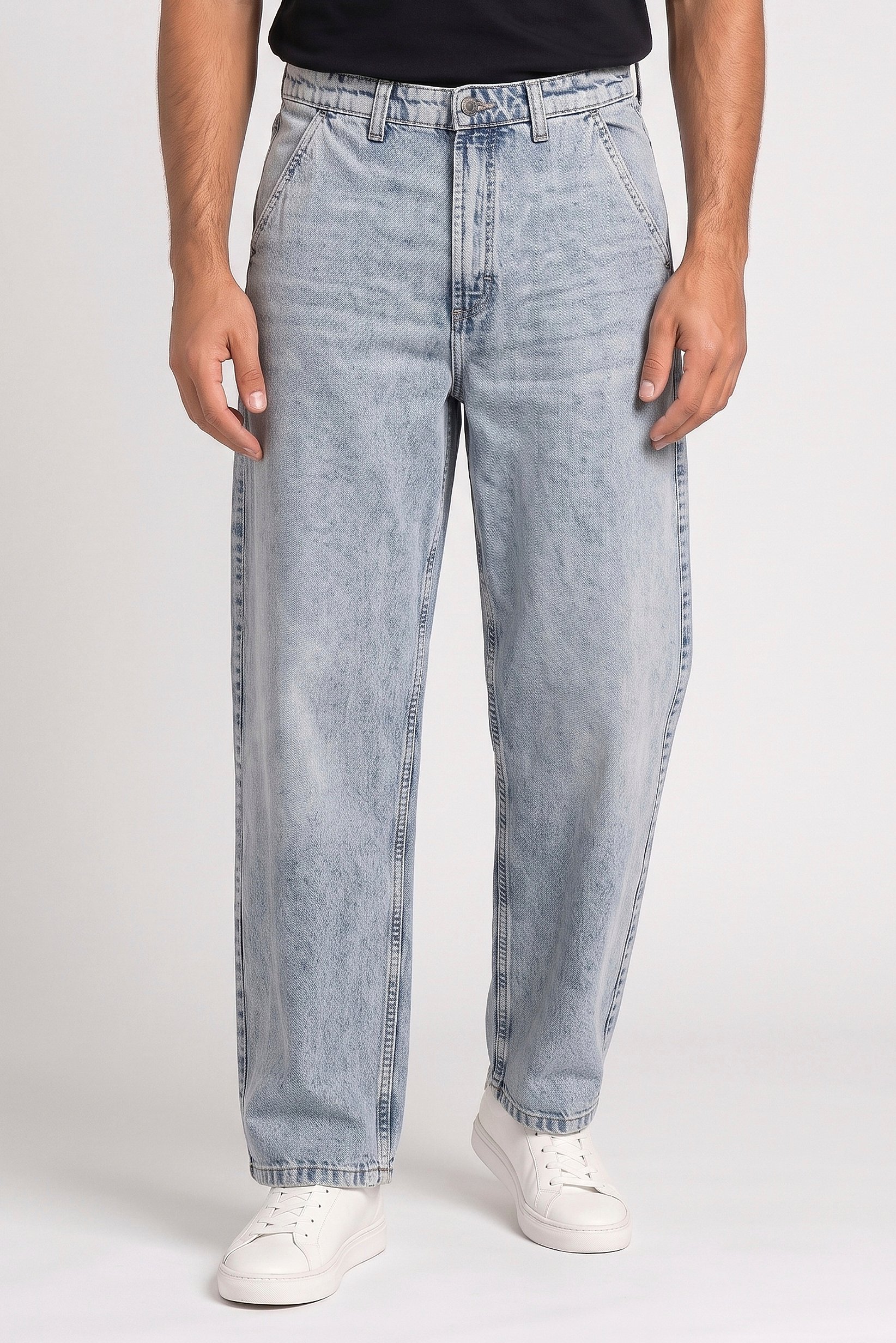Men Skater Fit Washed No Stretch Jeans, Blue