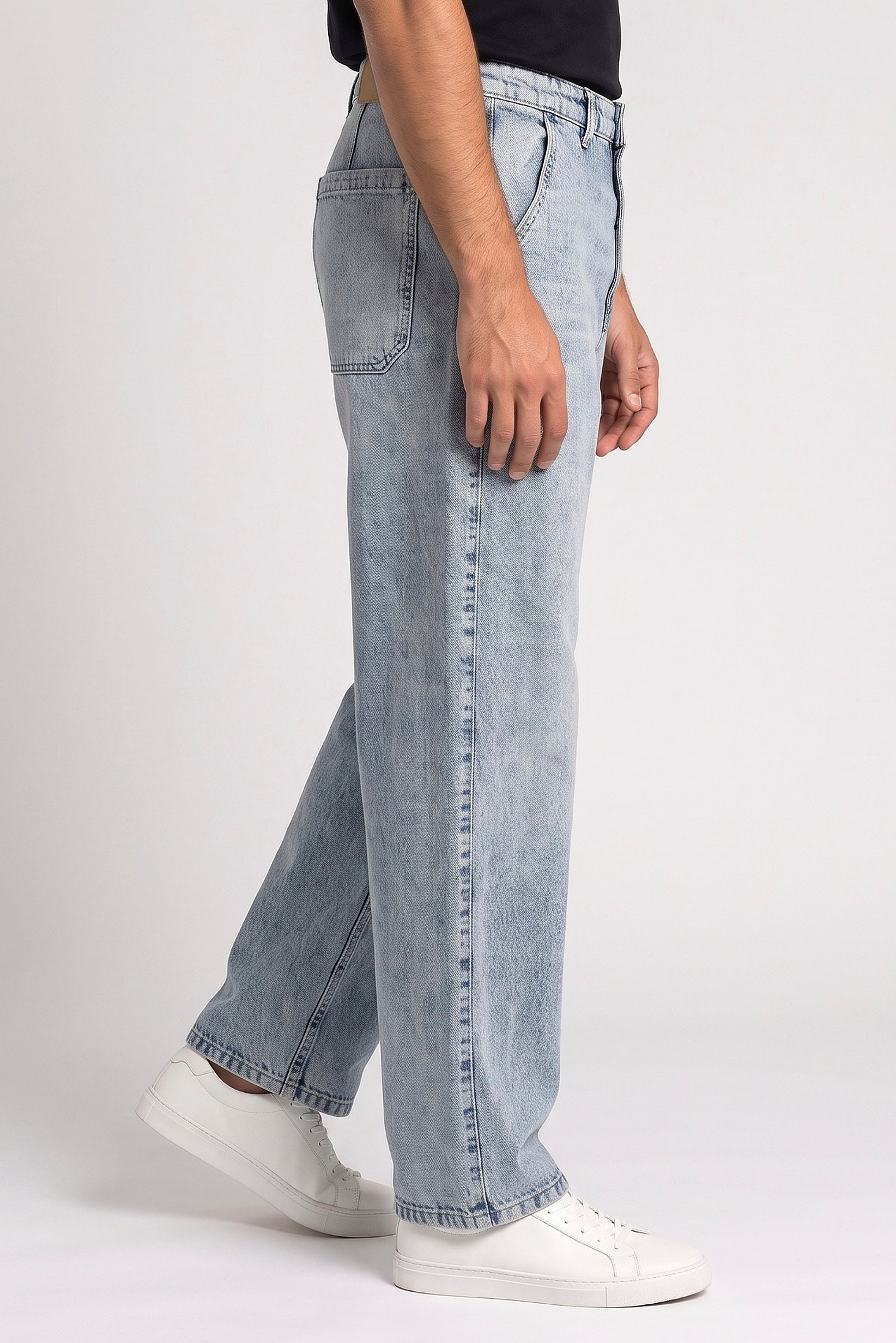 Men Skater Fit Washed No Stretch Jeans, Blue