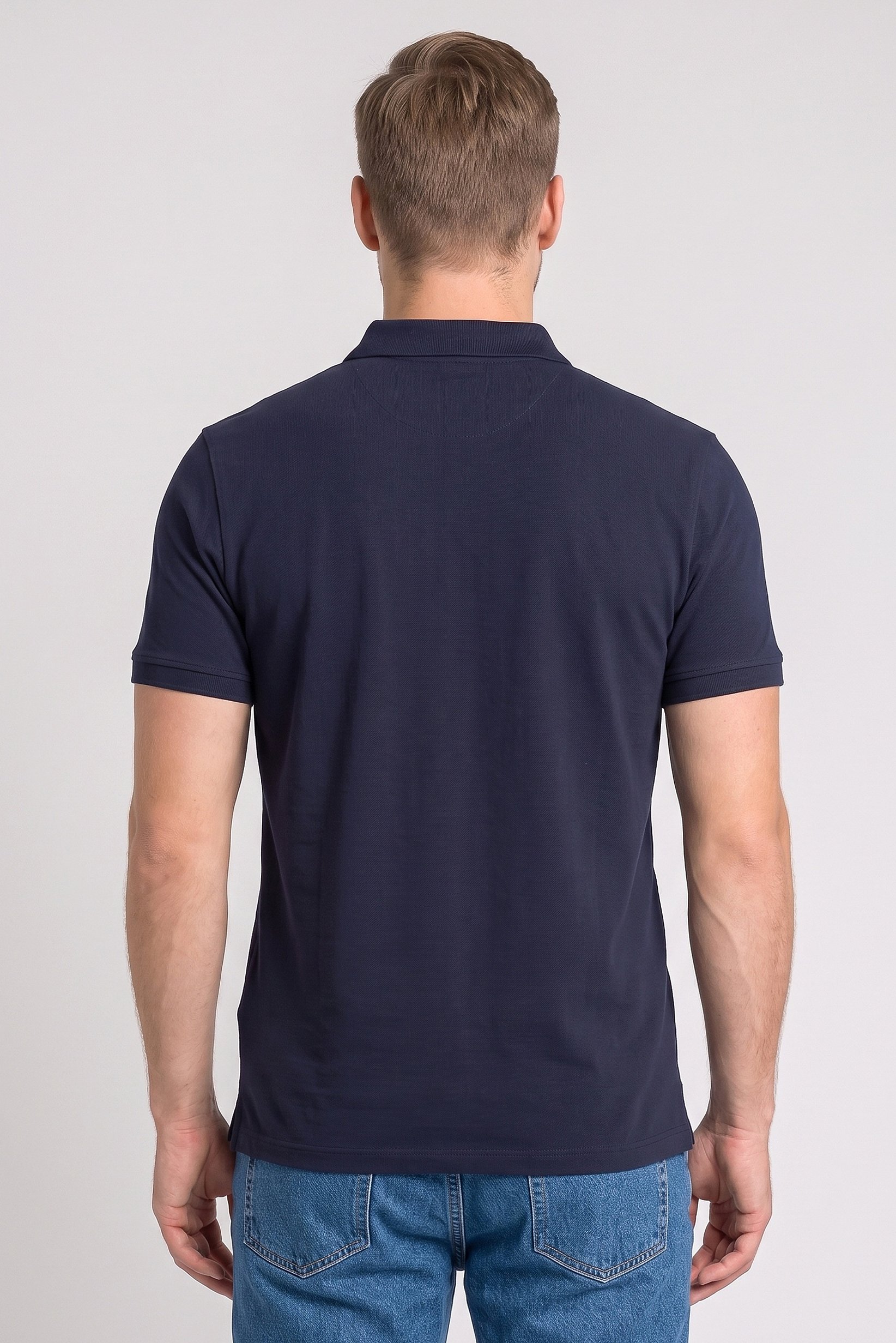 Men Regular Fit Short Sleeve Embroidered Polo Shirt, Dark Navy