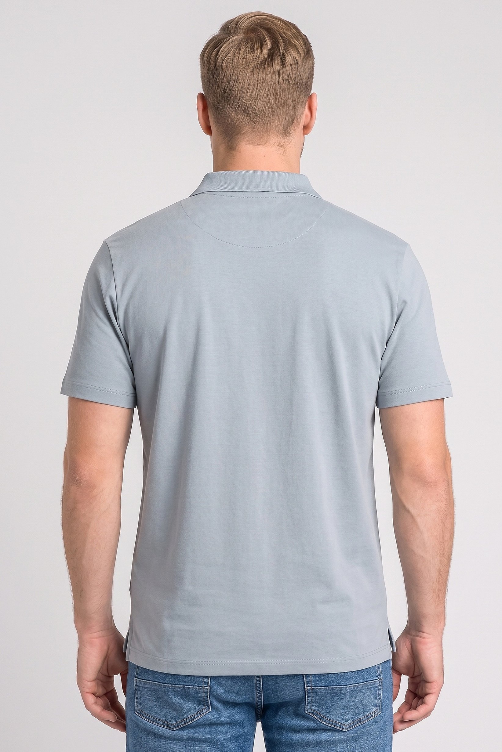 Men Regular Fit Short Sleeve Plain Polo Shirt, Dusty Grey
