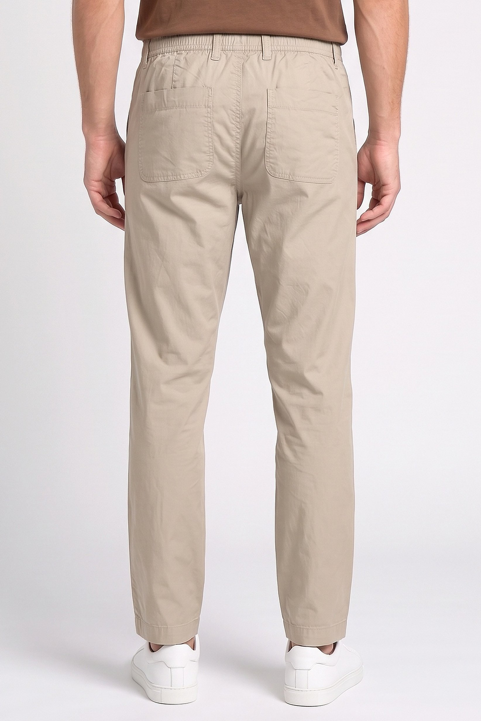 Men Regular Fit Solid Straight Leg Pants, Khaki