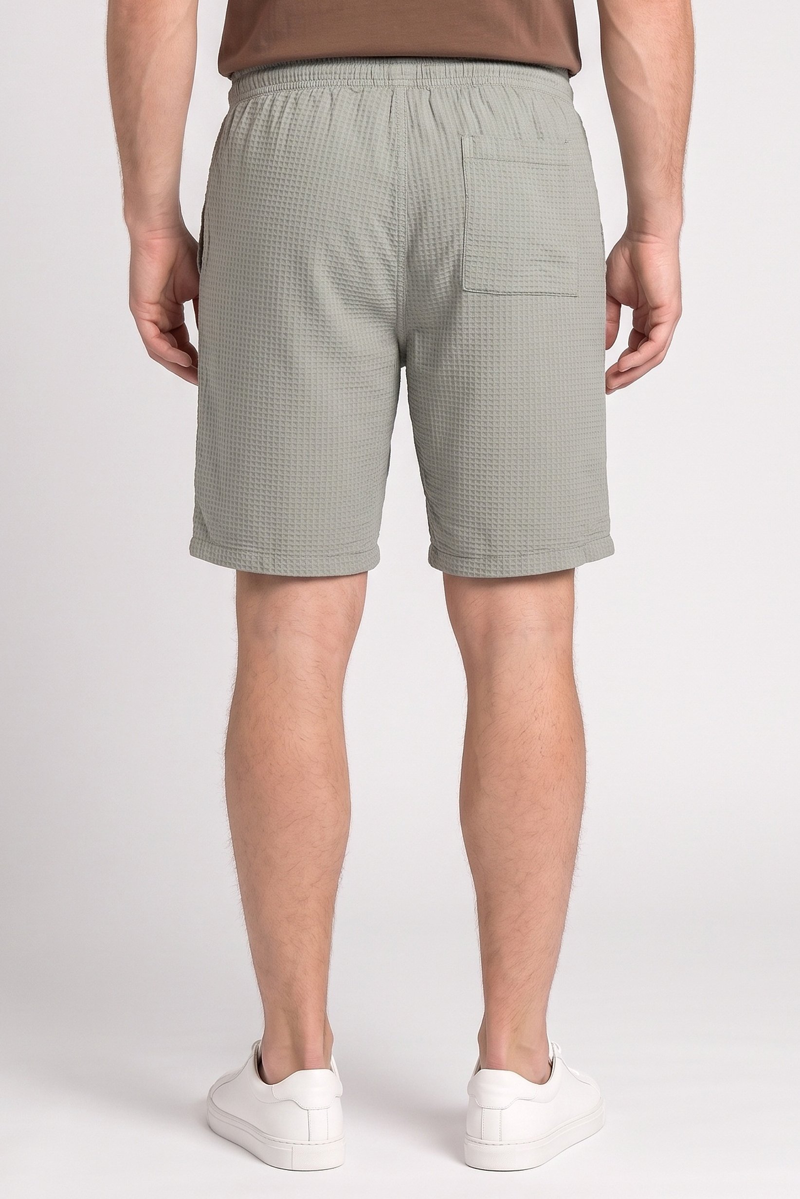 Men Textured Basic Shorts, Sage Green