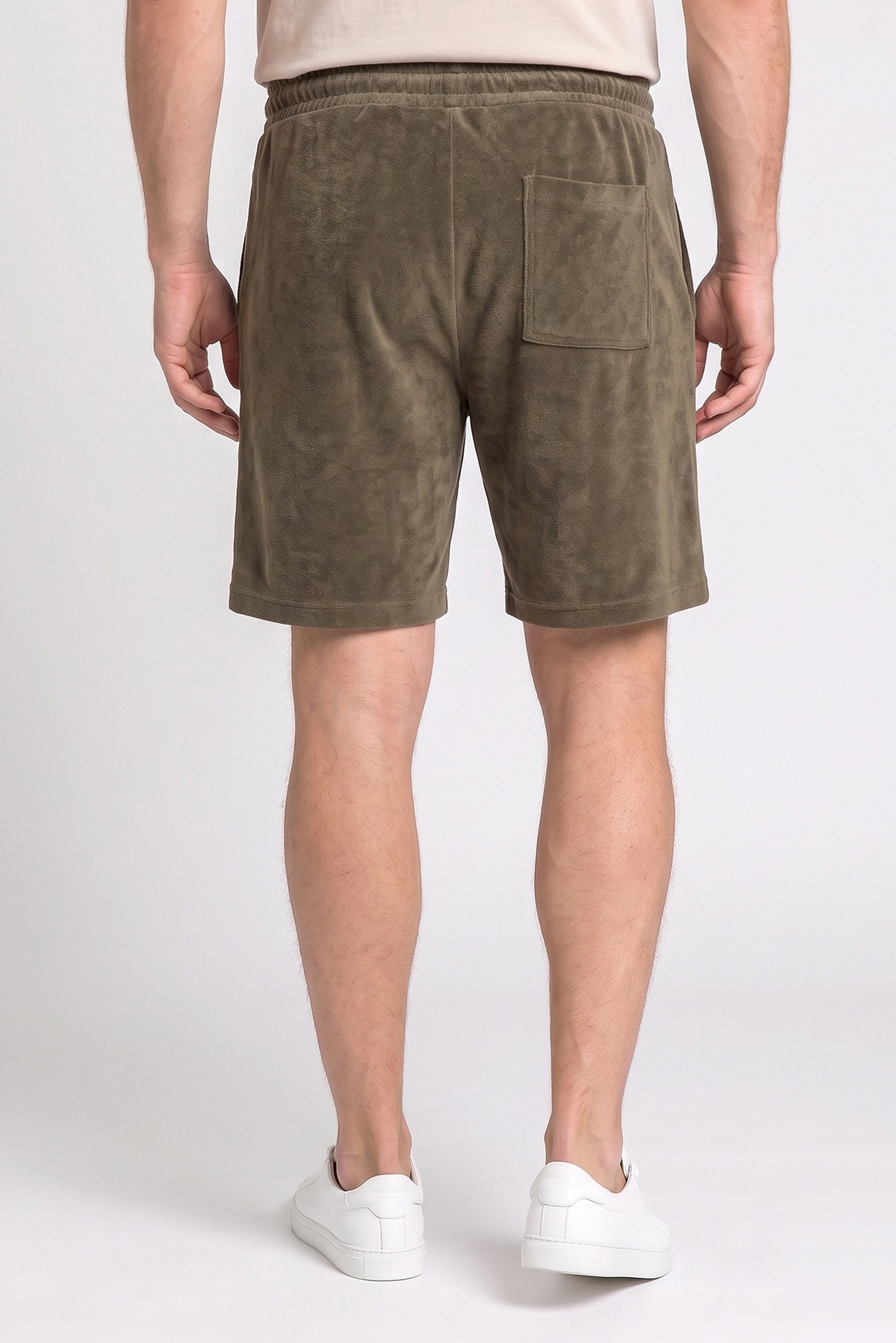 Men Regular Fit Textured Basic Shorts, Khaki