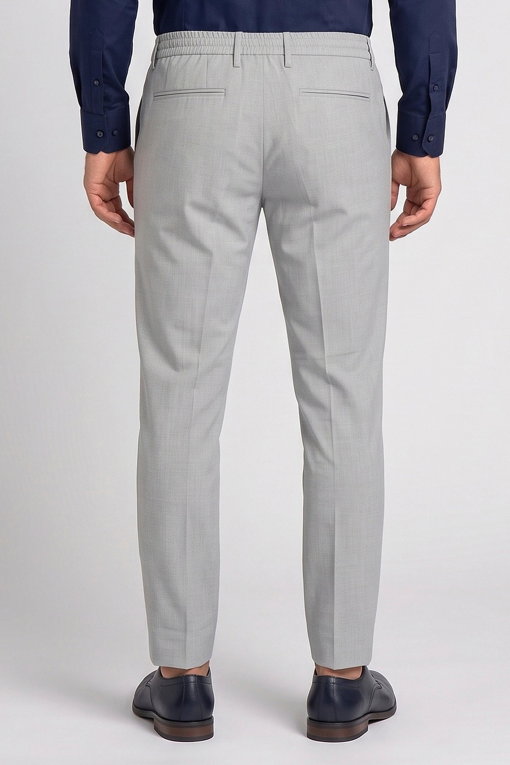 Men Regular Fit Solid Straight Leg Pants, Grey