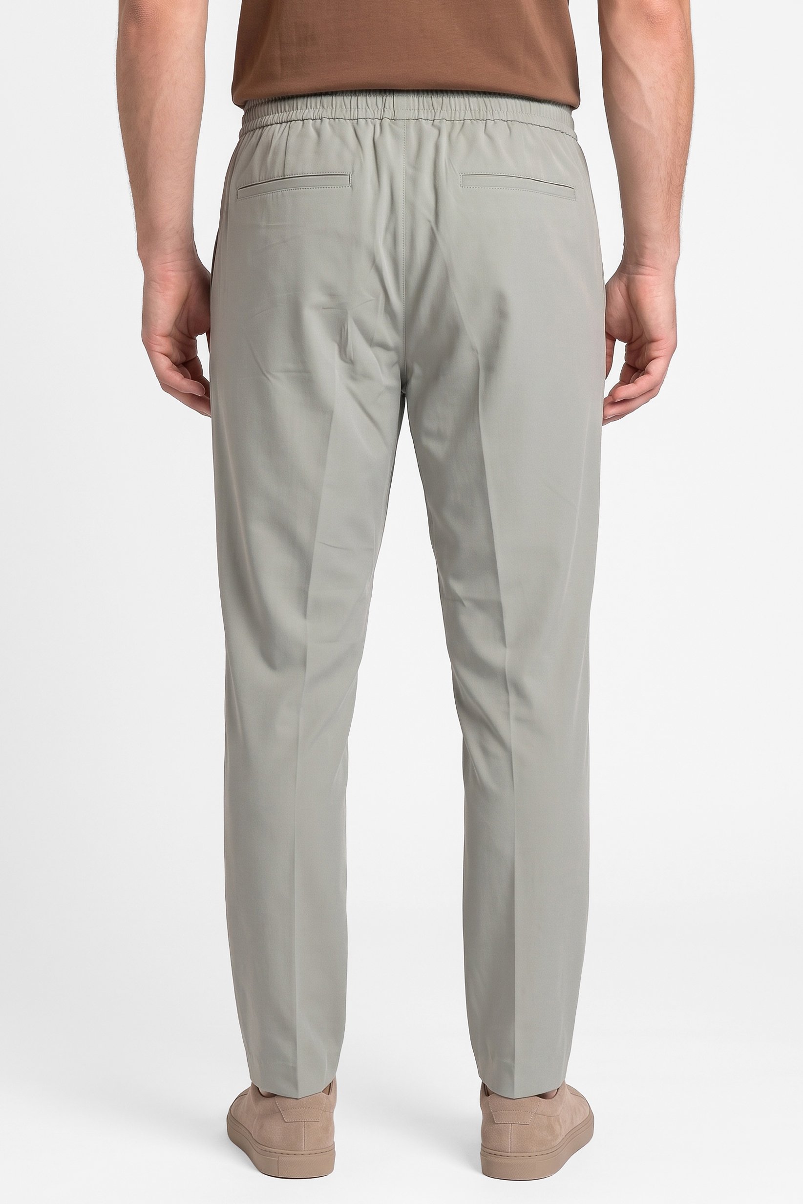 Men Regular Fit Solid Straight Leg Pants, Sage Green