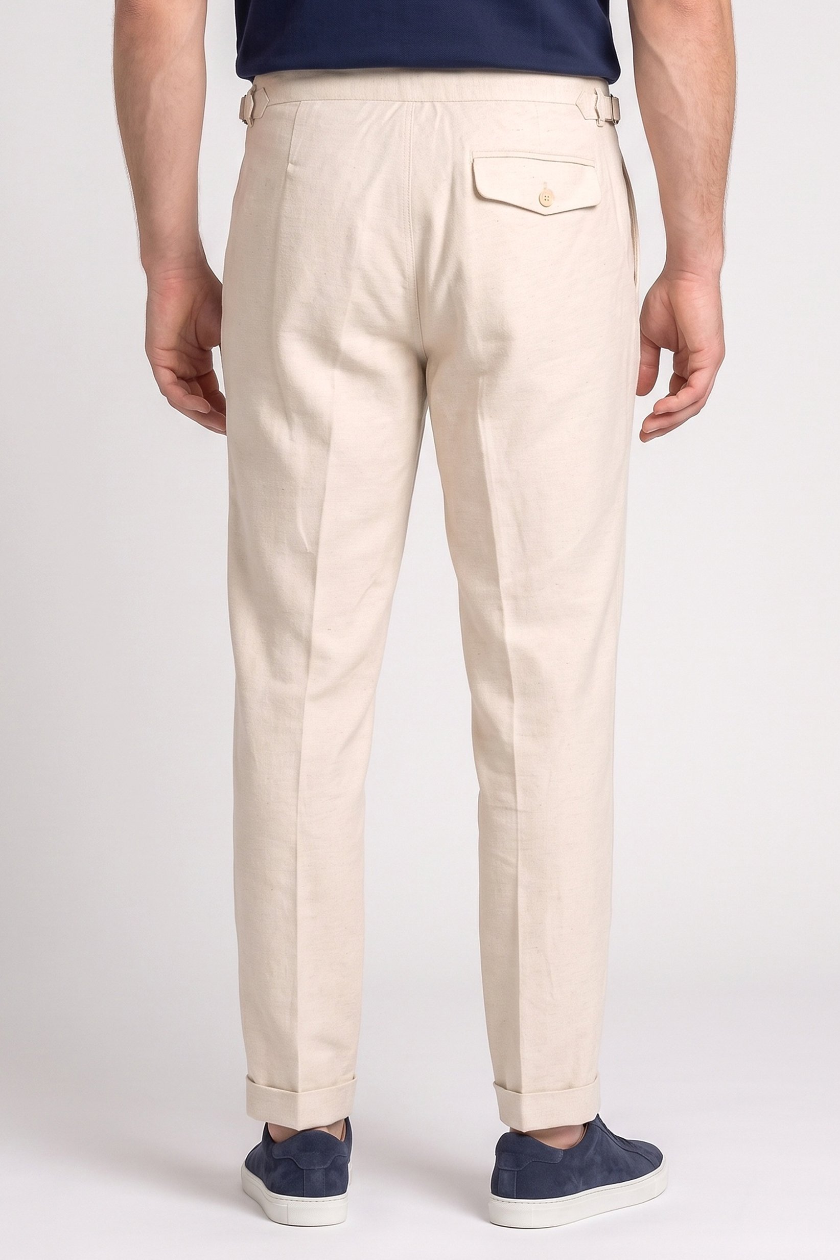 Men Carrot Fit Textured Straight Leg Pants, Beige
