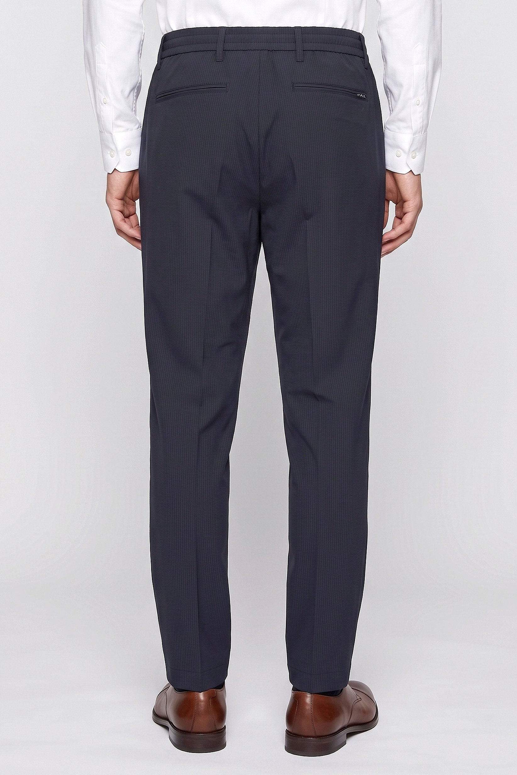 Men Regular Fit Textured Straight Leg Pants, Black