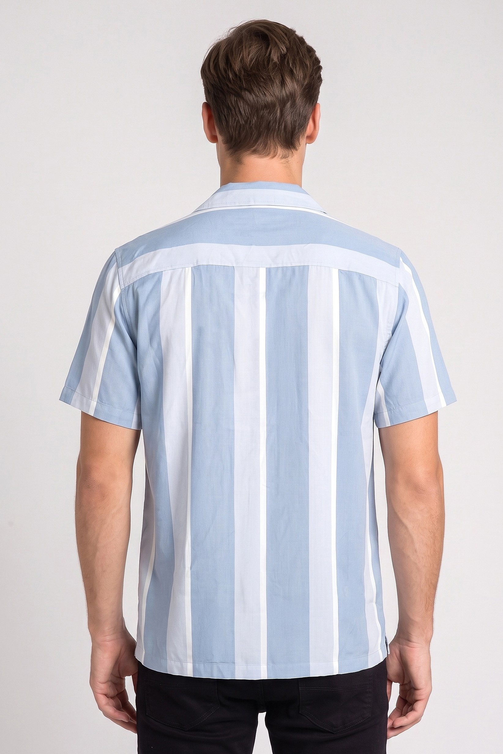 Men Regular Fit Short Sleeve Stripe Casual Shirt, Multicolor